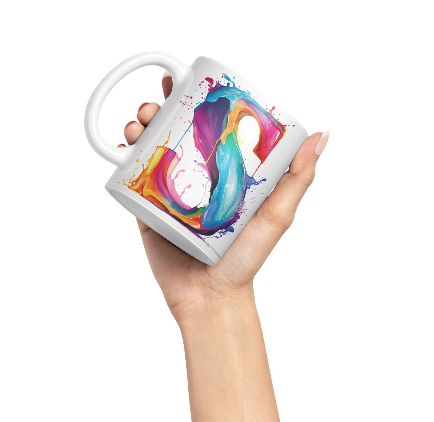 Letter S mug, Alphabet Letter S Monogram watercolour Ceramic Coloured Mug Cup for Tea Coffee Hot brew 330ml 11Oz Gift