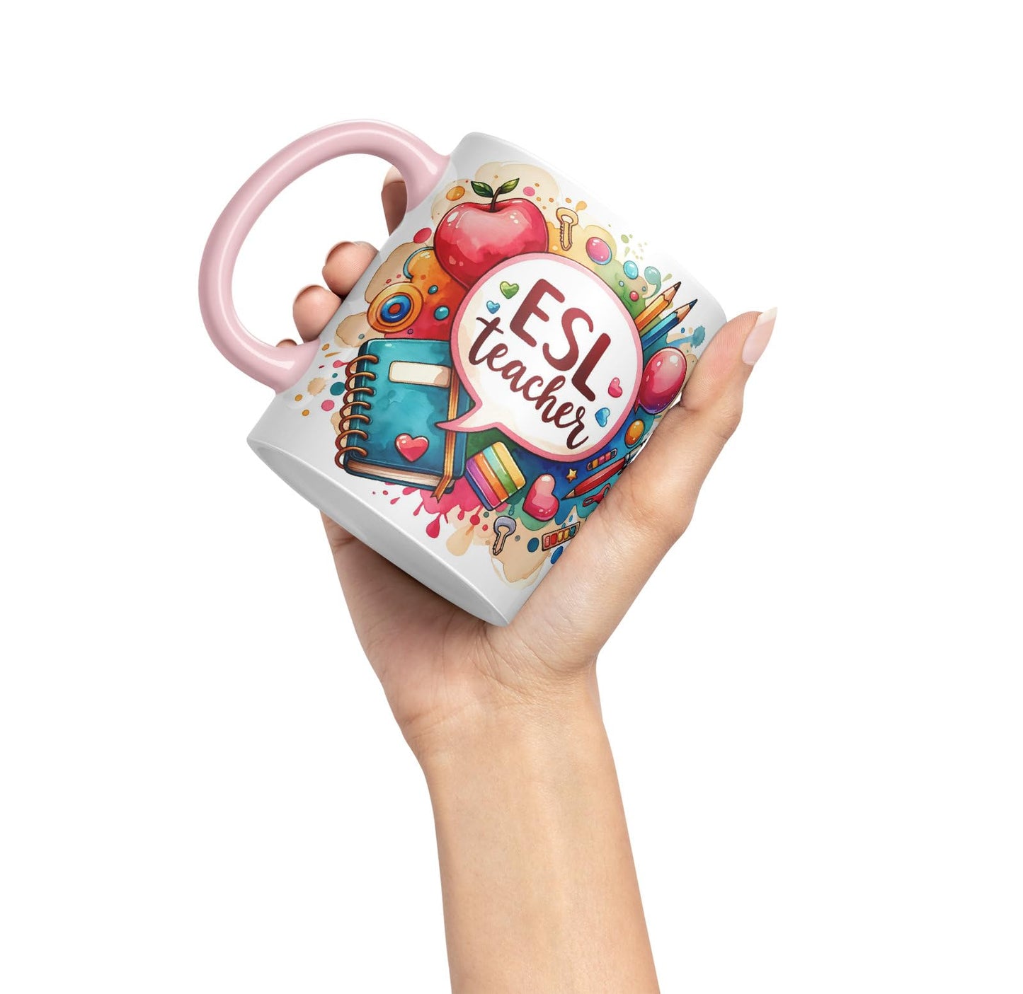 Vixar ESL Teacher Mug Thank You, End of School Gift Ceramic Coloured Mug Cup for Tea Coffee Hot Brew 330ml 11Oz Gift