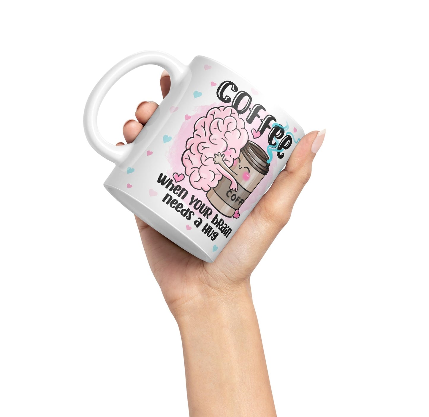Vixar Coffee When You Brain Needs a Hug Ceramic Coloured Mug Cup Gift Tea Coffee Christmas Office Home Joke Sarcastic