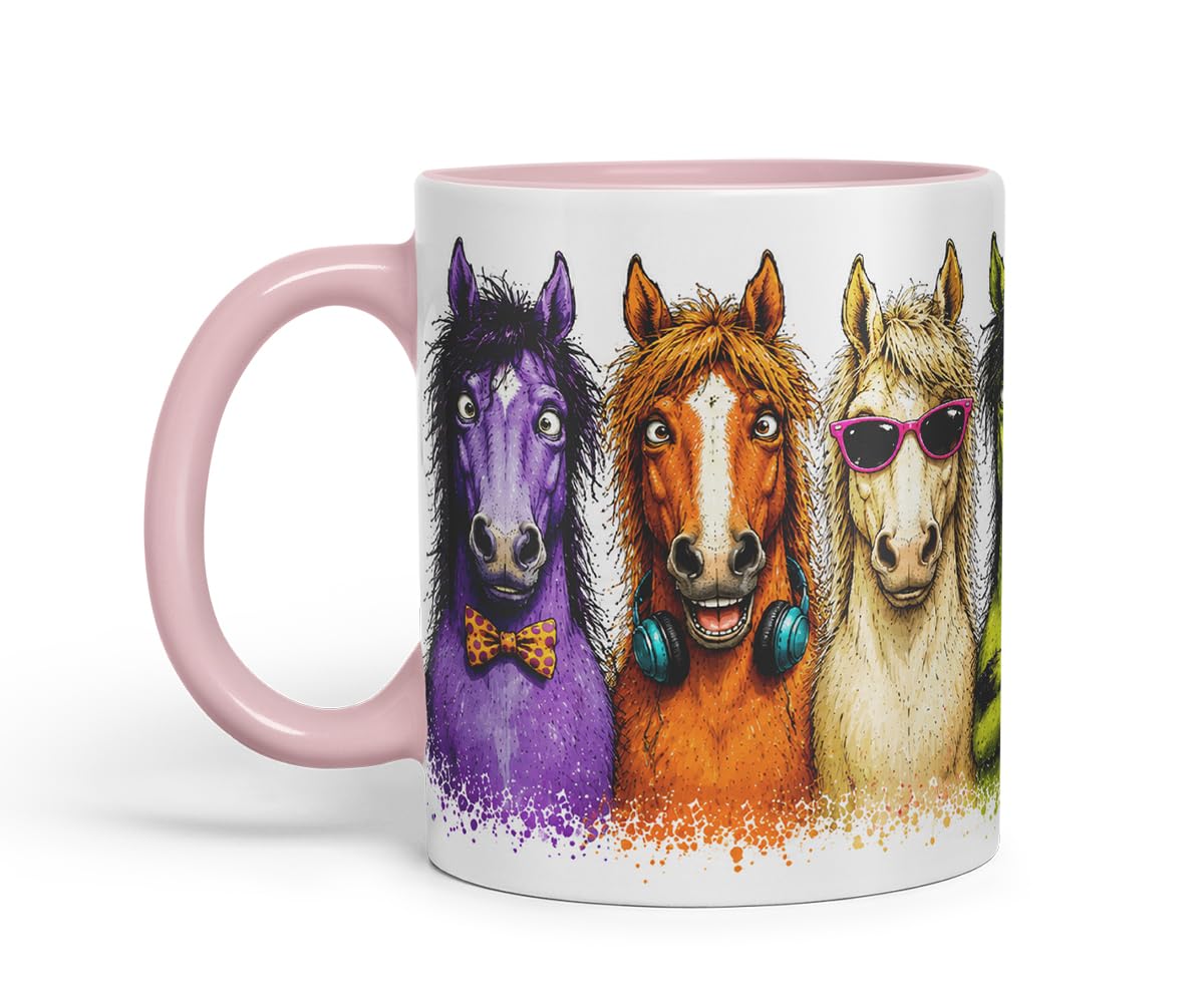 Vixar Horse Mug – Cute Horse Coloured Ceramic Mug Cup Gift, 11oz (Black)