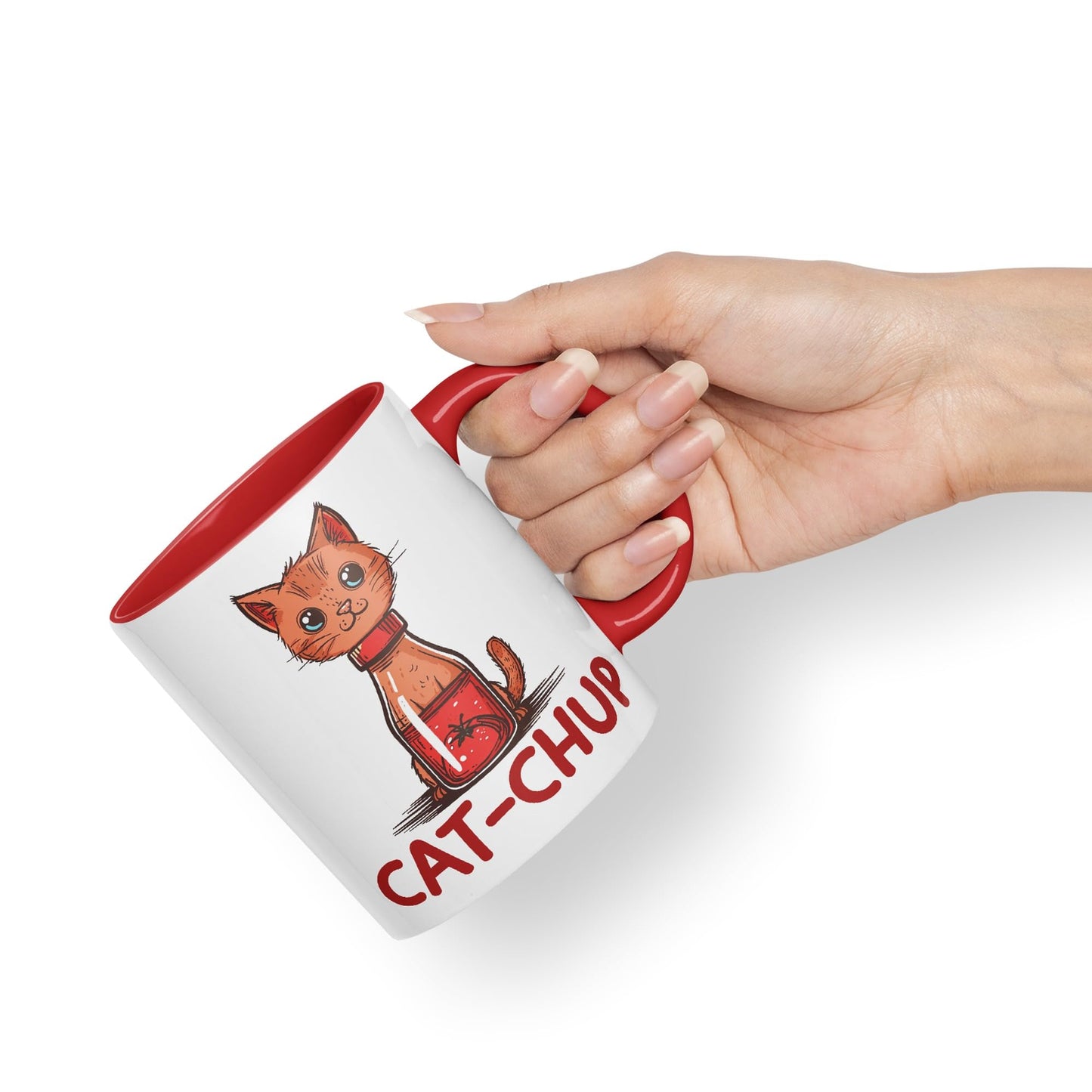 Cat-Chup, Cat Kitten Joke sarkasm Sarcastic Ceramic Coloured Mug Cup for Tea Coffee Hot Brew 330ml 11Oz Gift