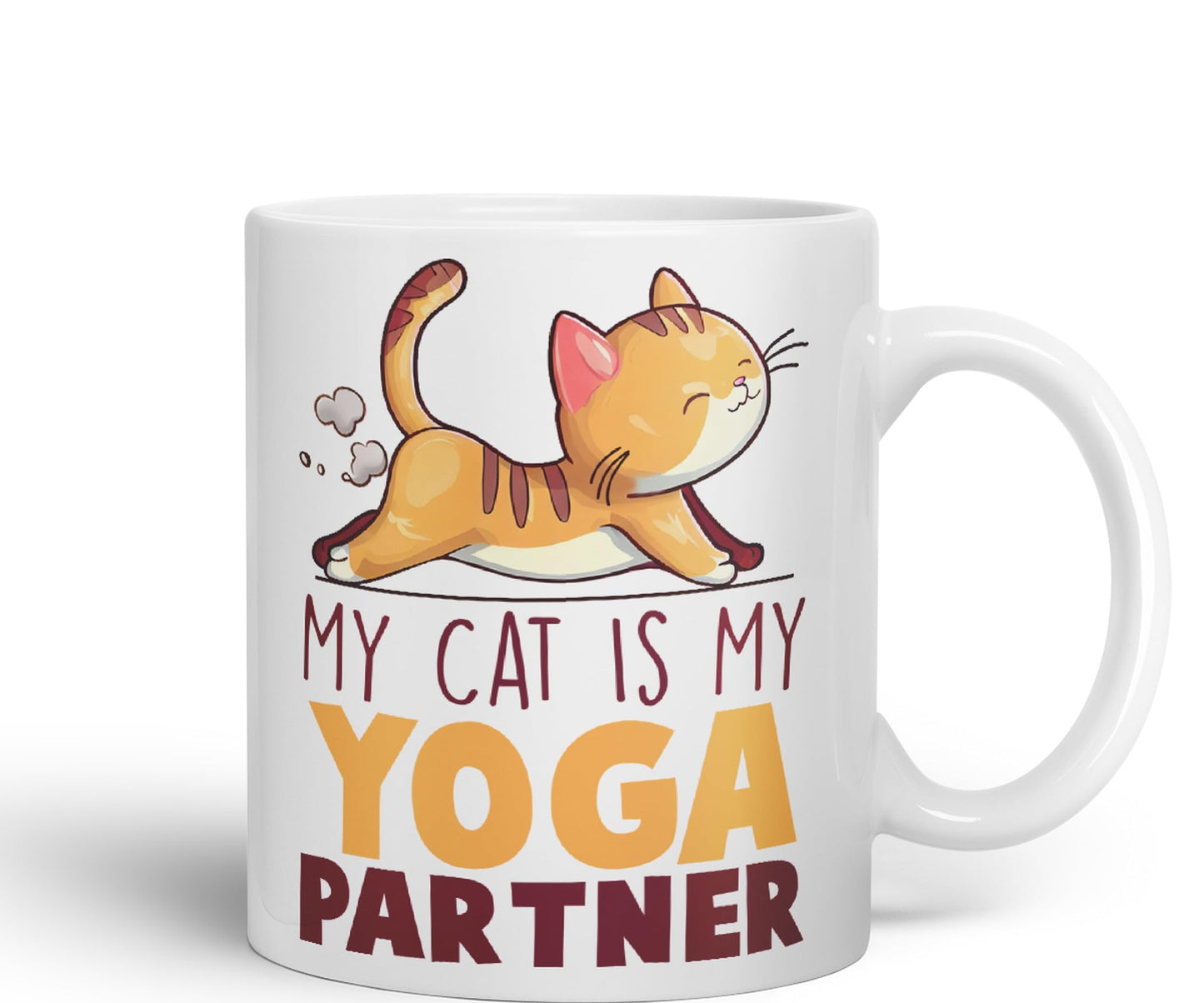 My cat is My Yoga Partner, cat Sarcastic Joke Ceramic Coloured Mug Cup for Tea Coffee Hot Brew 330ml 11Oz