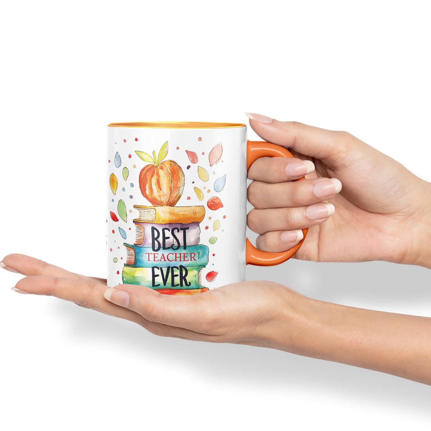 Vixar Best Teacher Mug Thank You, End of School Gift Ceramic Coloured Mug Cup for Tea Coffee Hot Brew 330ml 11Oz Gift Bta1