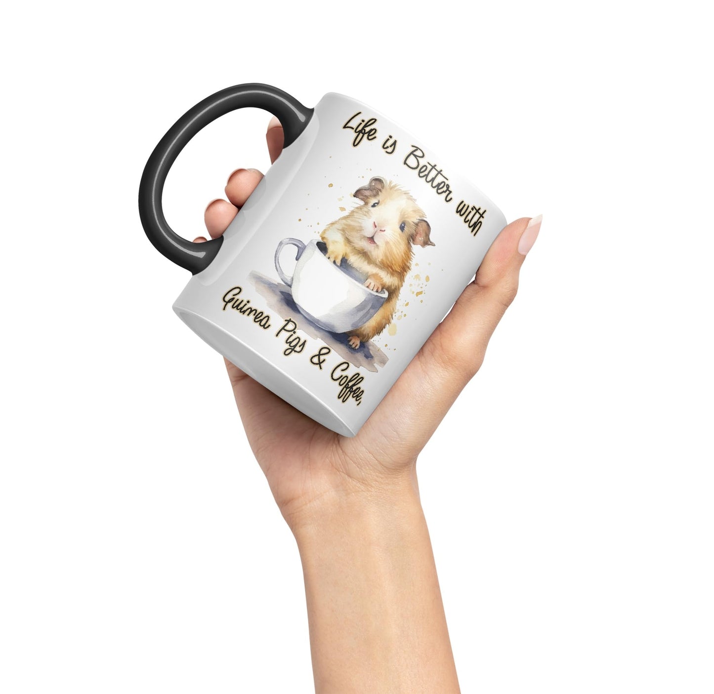 Life is Better with Guinea Pigs & Coffee Joke sarkasm Sarcastic Ceramic Coloured Mug Cup for Tea Coffee Hot Brew 330ml 11Oz Gift