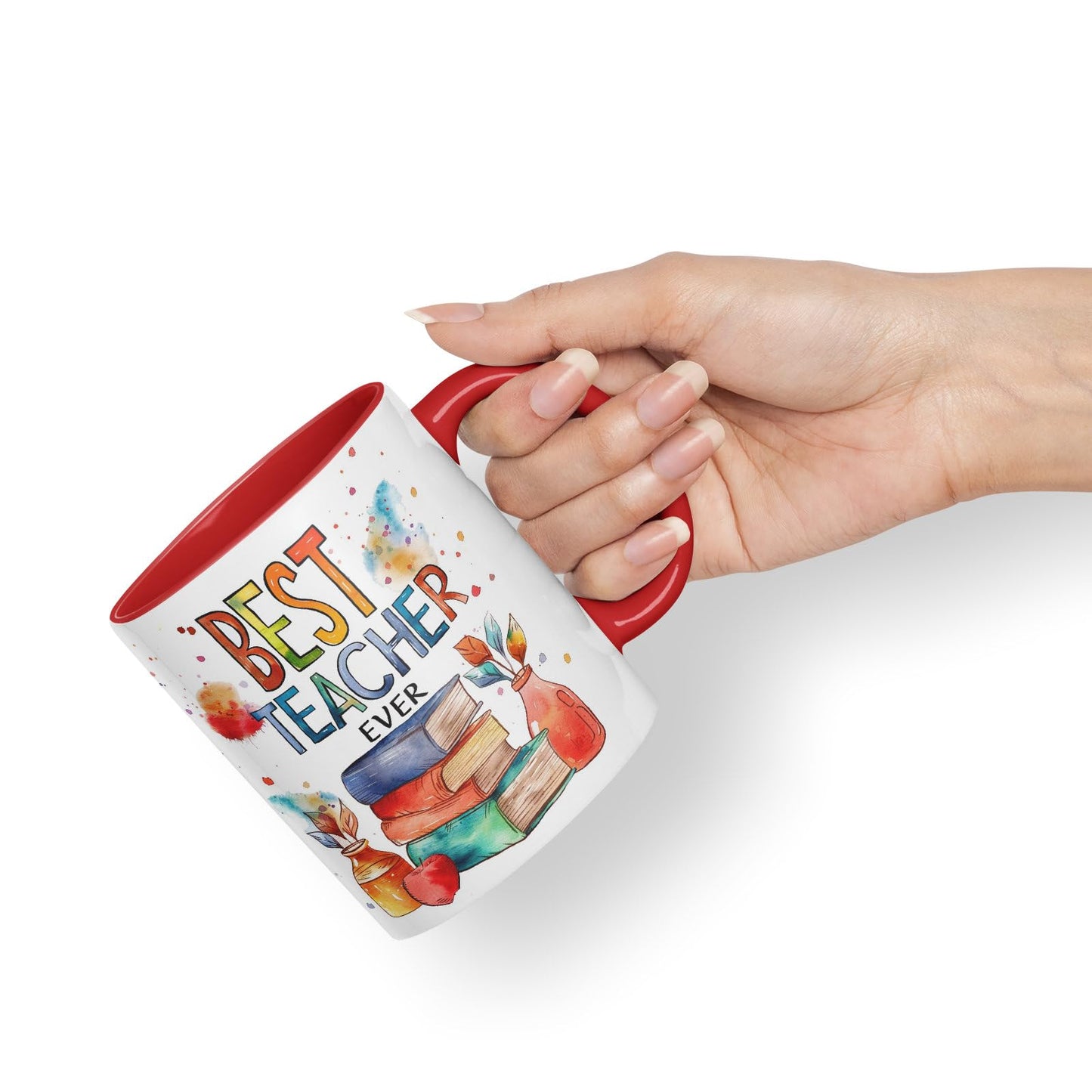 Vixar Best Teacher Mug Thank You, End of School Gift Ceramic Coloured Mug Cup for Tea Coffee Hot Brew 330ml 11Oz Gift Bta2