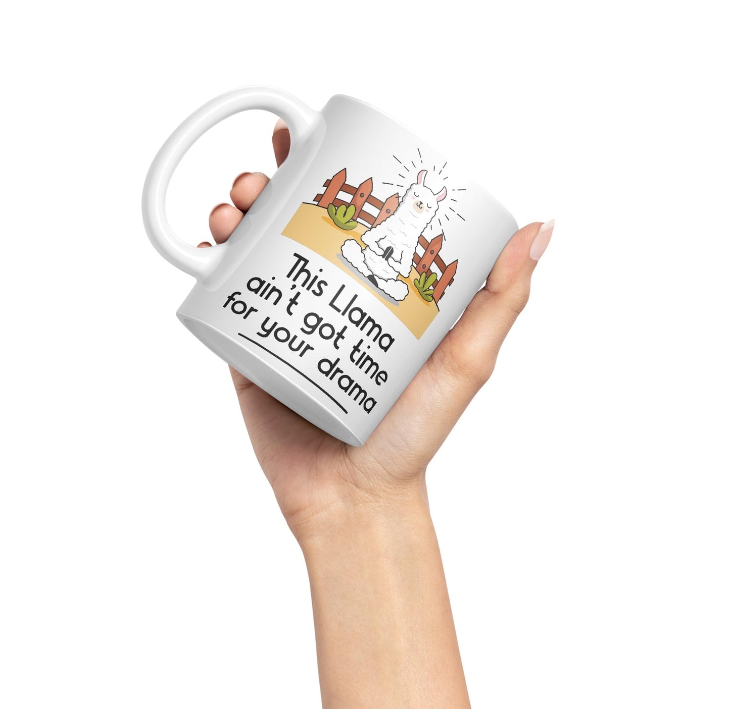 This Llama Ain't got time for Your Drama Sarcastic Joke Ceramic Coloured Mug Cup for Tea Coffee Hot Brew 330ml 11 Oz Gift