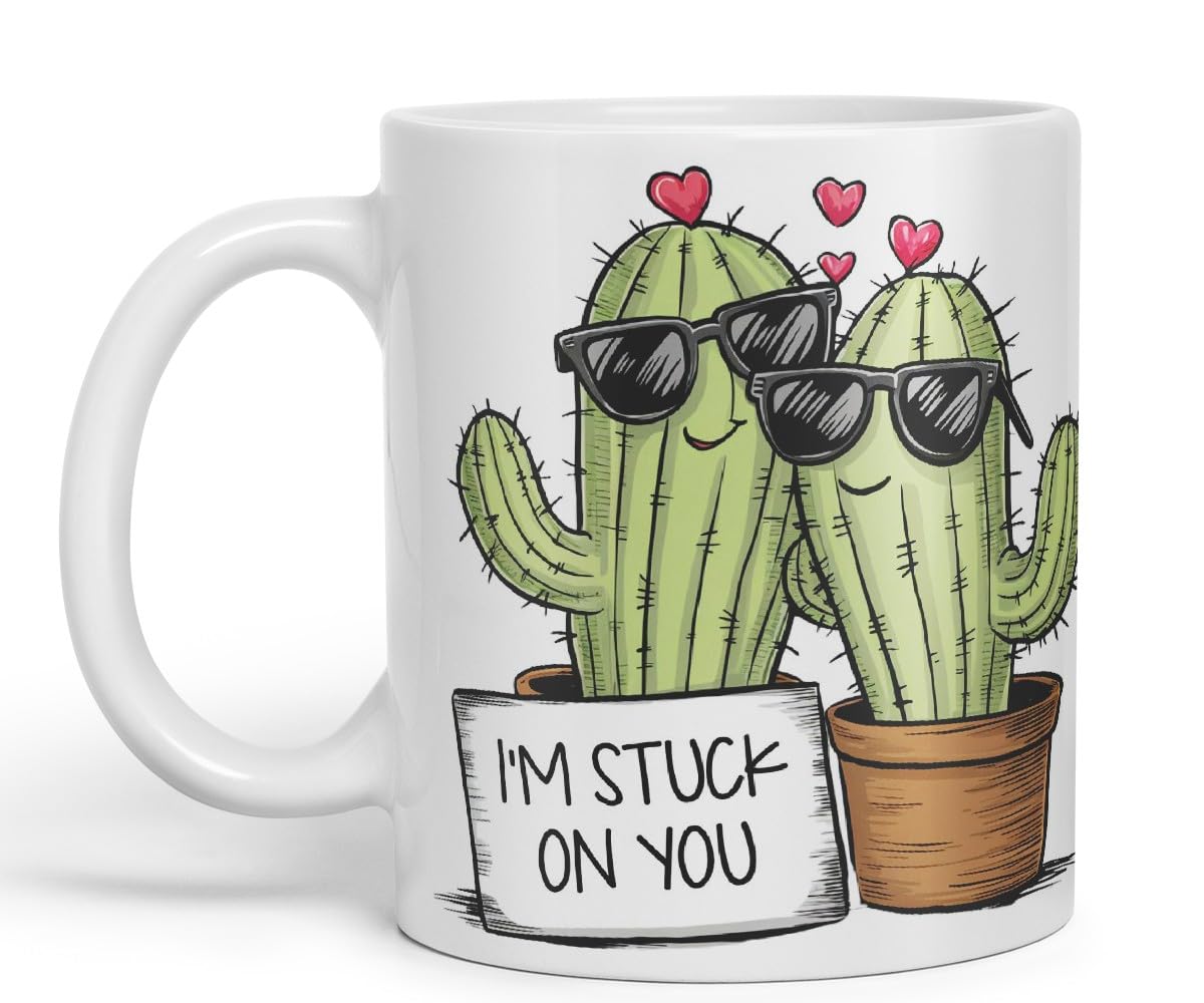 Vixar I’m Stuck On You – Coloured Ceramic Mug Cup Gift, 11oz (Black)