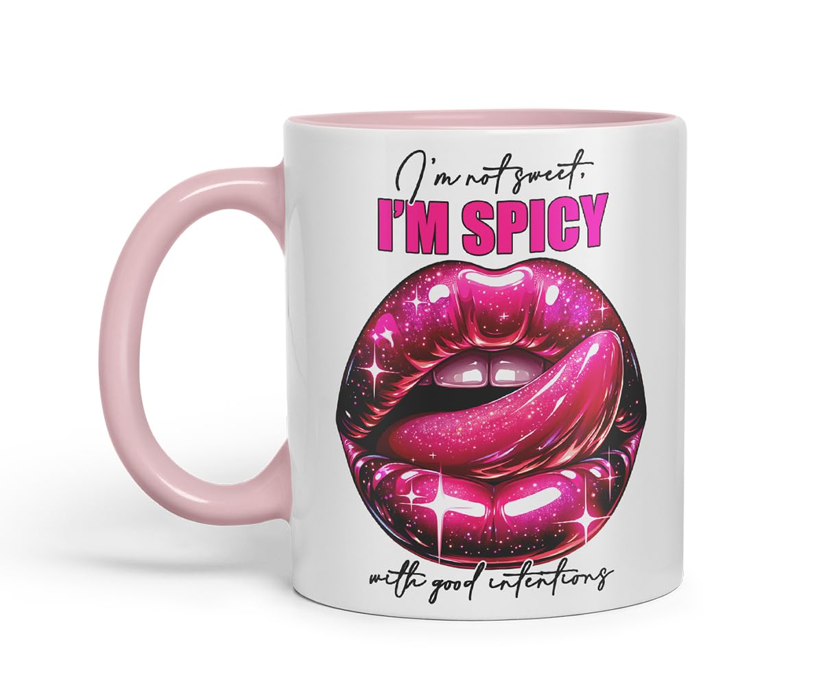 Vixar Not Sweet Spicy Mug – Coloured Ceramic Mug Cup Gift, 11oz (Black)