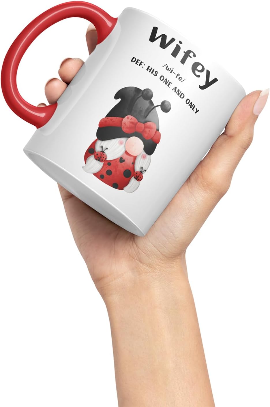 Vixar Hubby and Wifey Definition Gnome Couple Mugs – Coloured Ceramic Mugs Cups Gift, 11oz, Set of 2