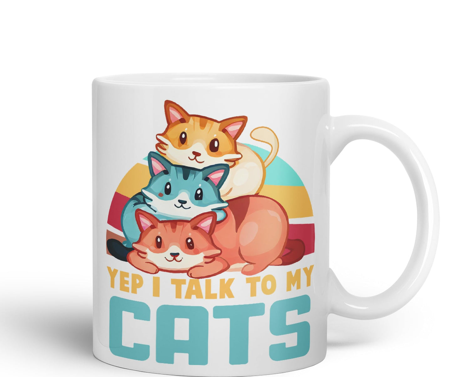 Yep I Talk to My Cats cat Sarcastic Joke Ceramic Coloured Mug Cup for Tea Coffee Hot Brew 330ml 11Oz