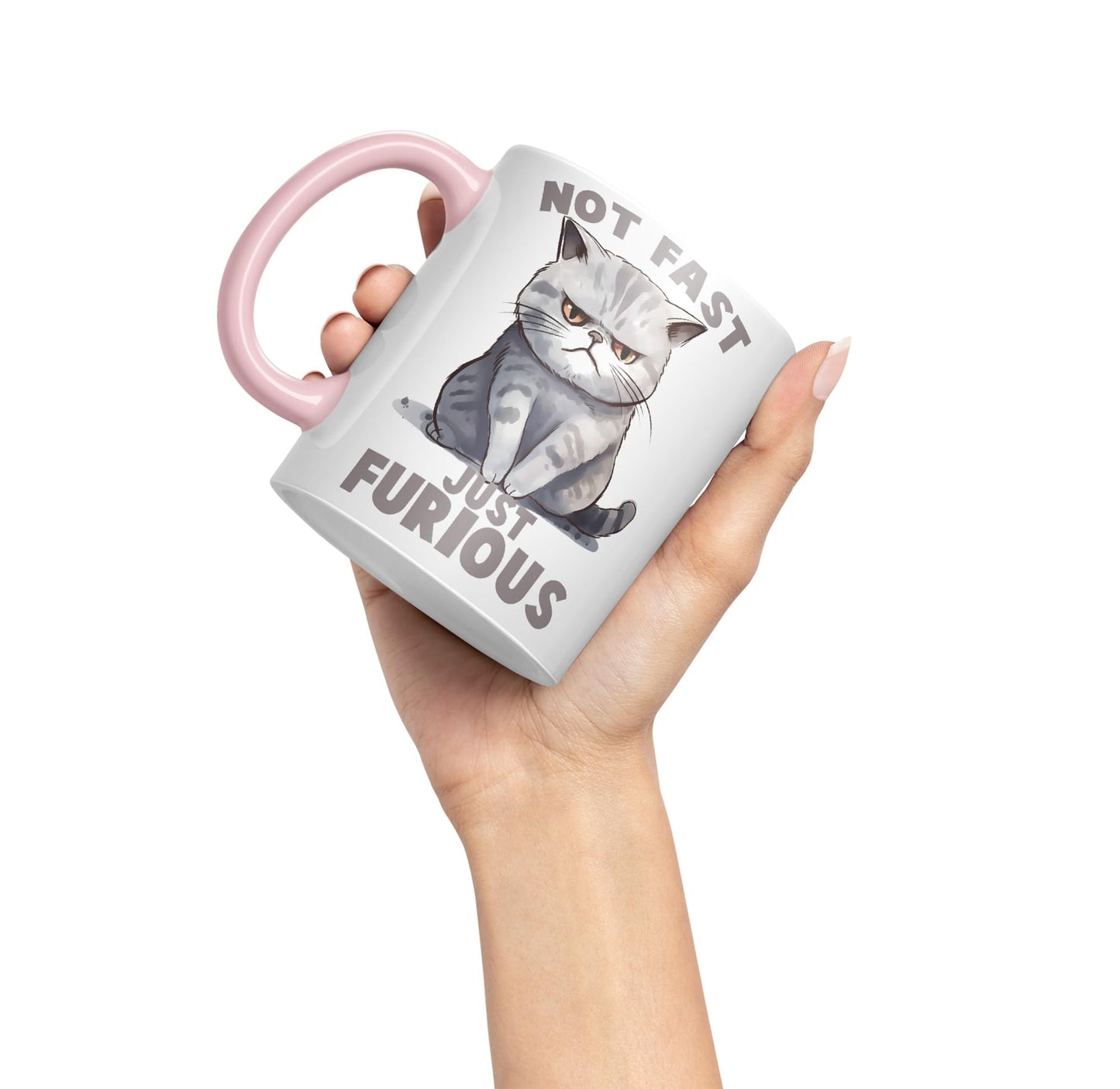 Not Fast just Furious, cat Sarcastic Joke Ceramic Coloured Mug Cup for Tea Coffee Hot Brew 330ml 11Oz