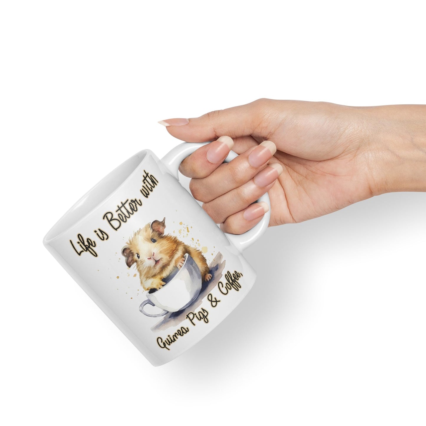 Life is Better with Guinea Pigs & Coffee Joke sarkasm Sarcastic Ceramic Coloured Mug Cup for Tea Coffee Hot Brew 330ml 11Oz Gift