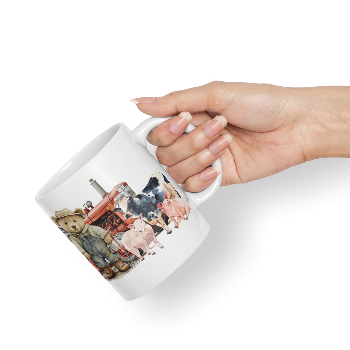 Vixar Teddy Bear Farmer Farm Tractor Ceramic Mug Coloured Mug Cup Gift Birthday Work Office Tea Coffee