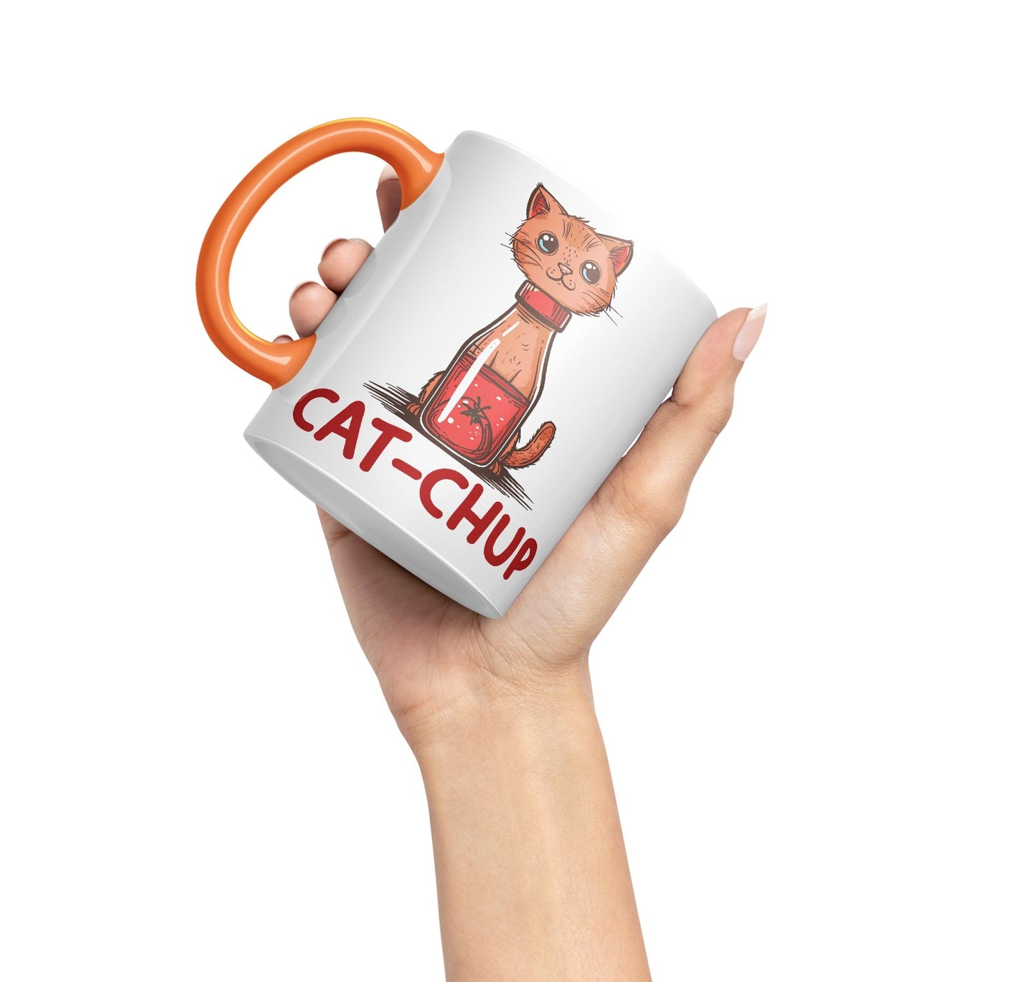 Cat-Chup, Cat Kitten Joke sarkasm Sarcastic Ceramic Coloured Mug Cup for Tea Coffee Hot Brew 330ml 11Oz Gift