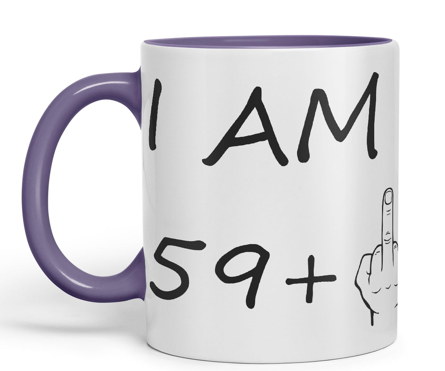 Vixar I am 59 + 1 Man Male Hand Ceramic 330 ml, 11oz Coloured Mug Cup Gift Coffee Tea Happy Birthday Turning 60 Years Old as a Joke Celebration 60th Birthday Gift idea