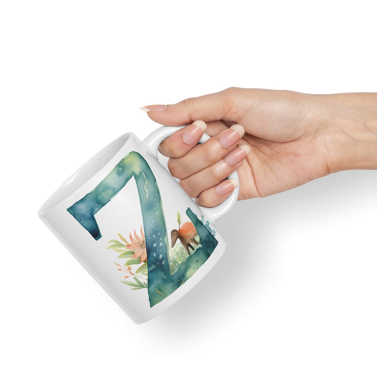Letter Z mug, Animals Alphabet Letter Z Monogram animal for kids Ceramic Coloured Mug Cup for Tea Coffee Hot brew 330ml 11Oz Gift