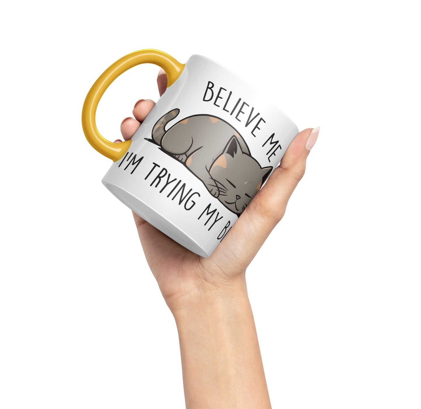 Vixar Belive Me I'm Trying My Best Cats Sarcastic Joke Ceramic Coloured Mug Cup for Tea Coffee Hot Brew 330ml 11oz