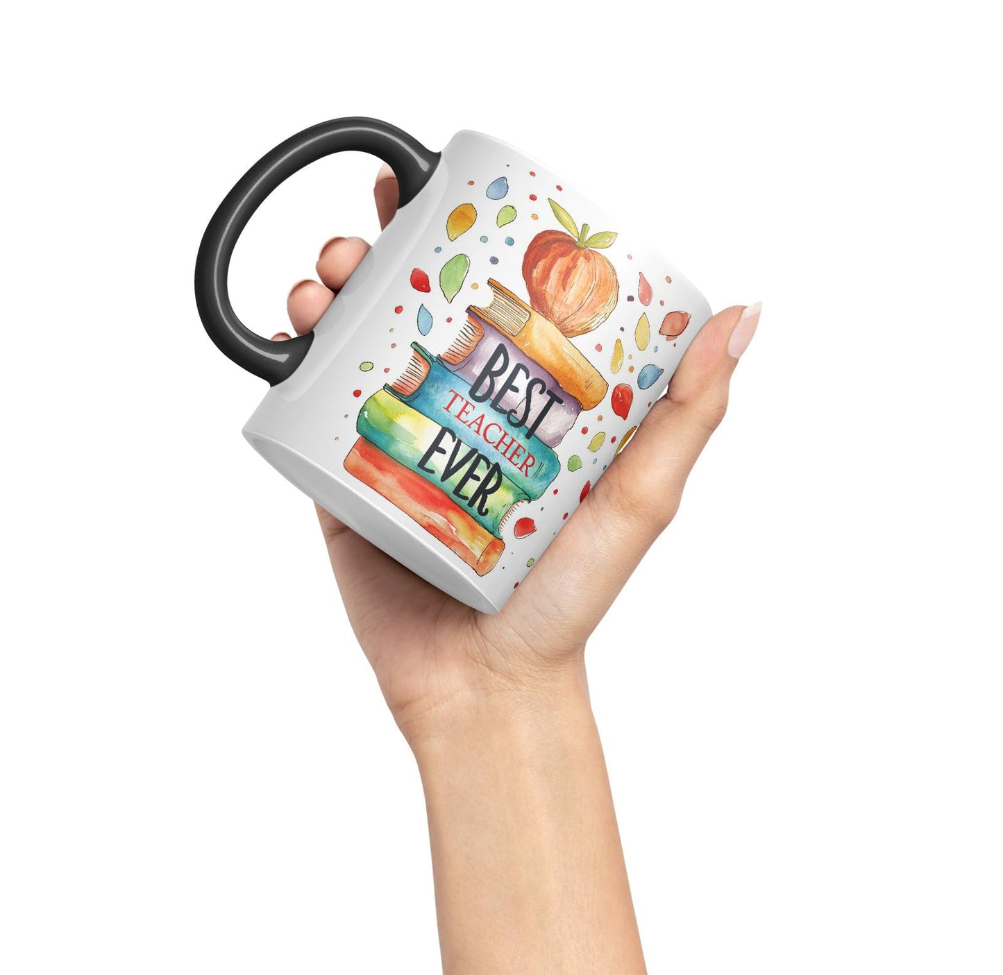 Vixar Best Teacher Mug Thank You, End of School Gift Ceramic Coloured Mug Cup for Tea Coffee Hot Brew 330ml 11Oz Gift Bta1