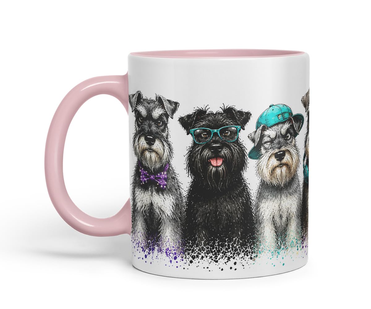 Vixar Schnauzer Dog Mug – Cute Schnauzer Coloured Ceramic Mug Cup Gift, 11oz (Black)