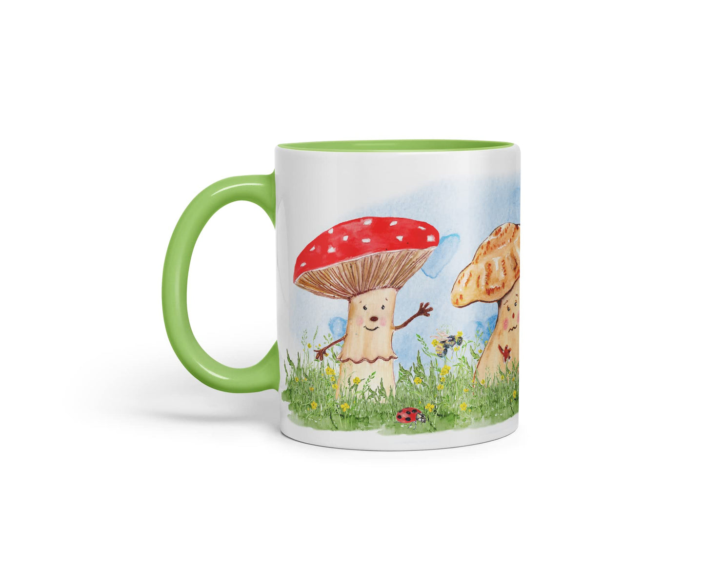 Vixar Mushrooms Red Wild Watercolour Art Coloured Mug Cup Gift Birthday Work Office Tea Coffee