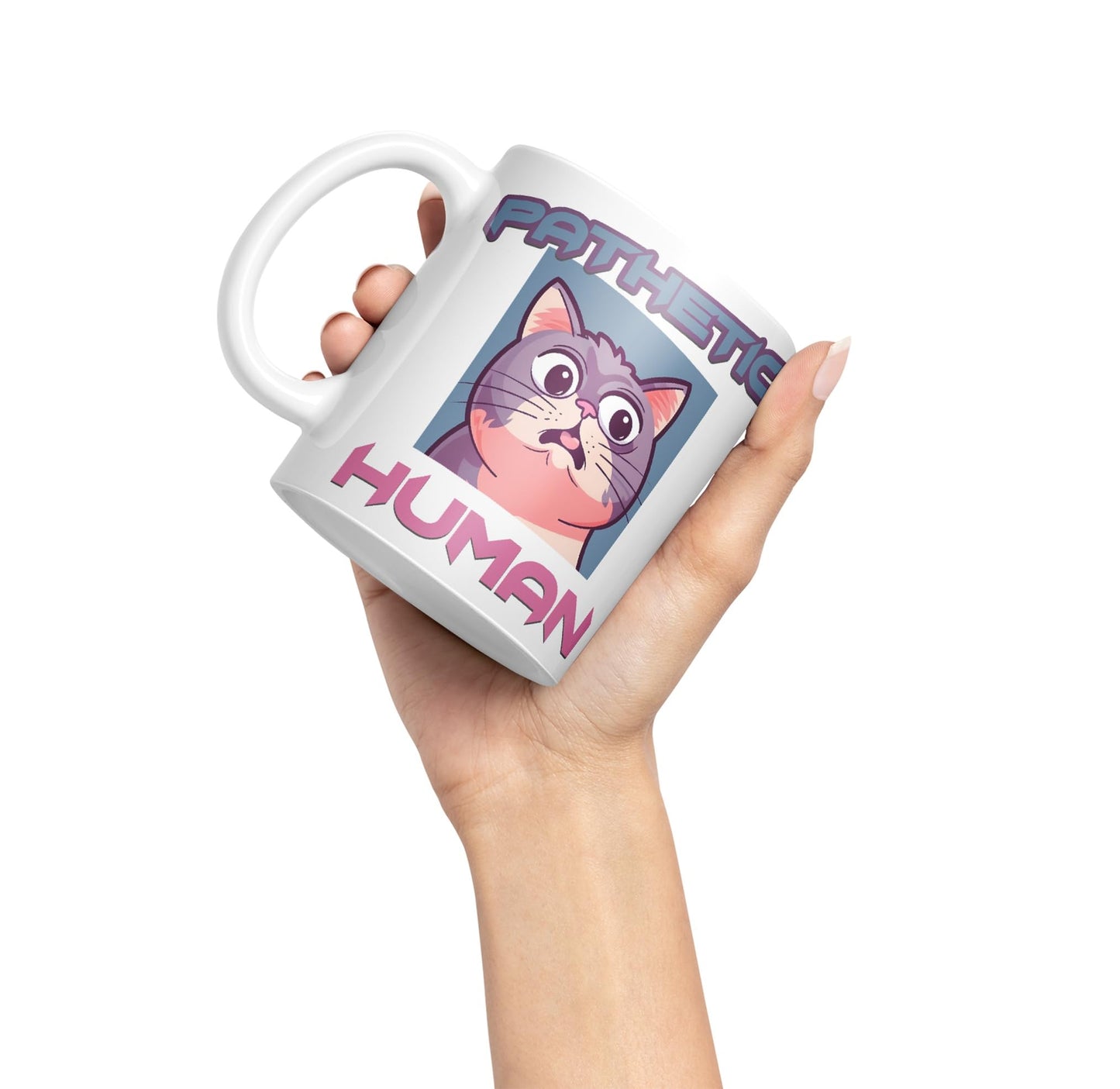 Pathetic Human Cats Cat Sarcastic Joke Ceramic Coloured Mug Cup for Tea Coffee Hot Brew 330ml 11Oz