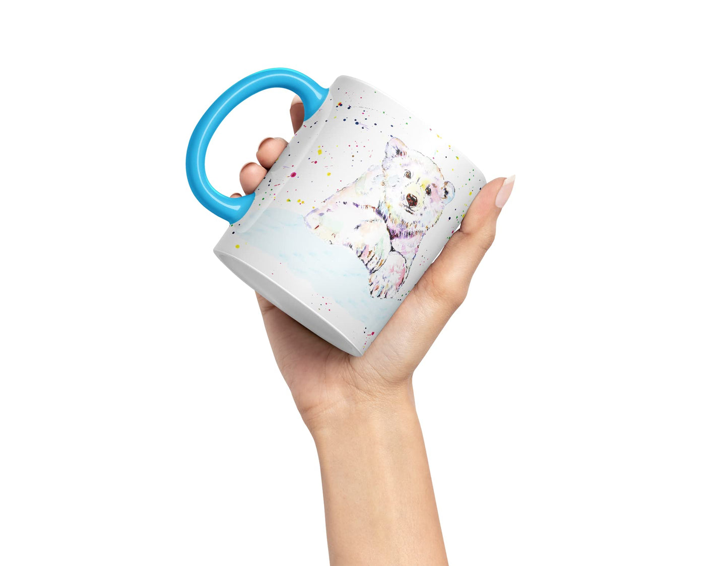 Vixar Polar Bear Animals Watercolour Art Coloured Mug Cup Gift Birthday Work Office Tea Coffee