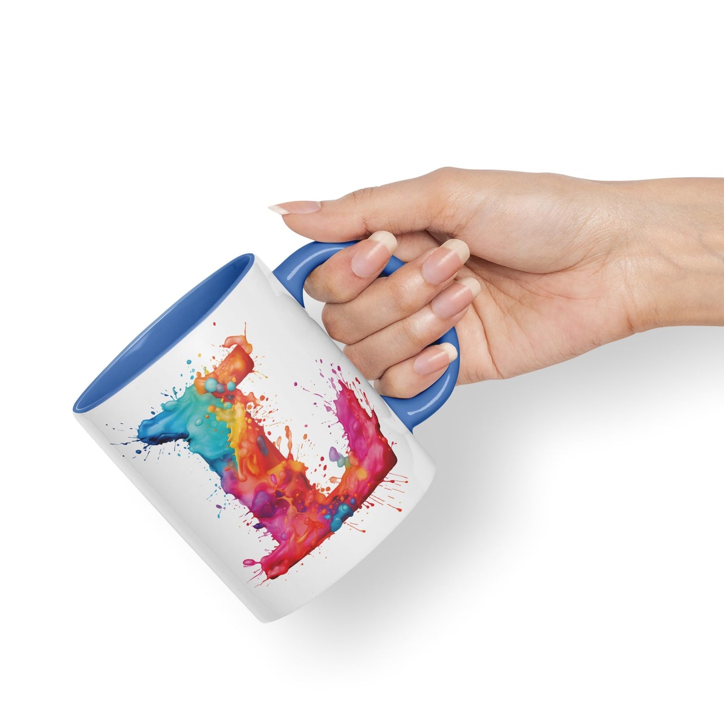 Letter L mug, Alphabet Letter L Monogram watercolour Ceramic Coloured Mug Cup for Tea Coffee Hot brew 330ml 11Oz Gift
