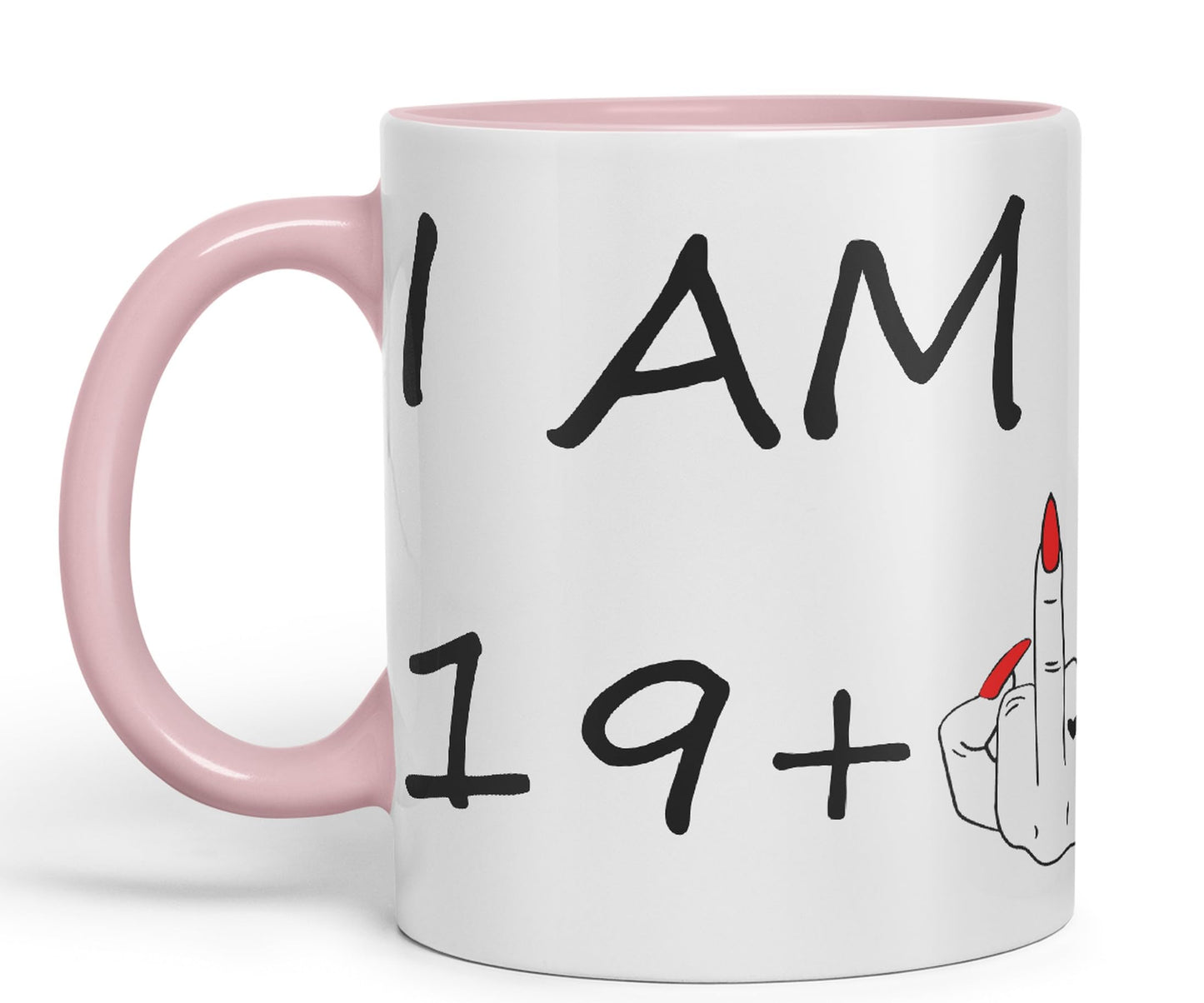 Vixar I am 19 + 1 Woman Hand Ceramic 330 ml, 11oz Coloured Mug Cup Gift Coffee Tea Happy Birthday Turning 20 Years Old as a Joke Celebration 20th Birthday Gift idea