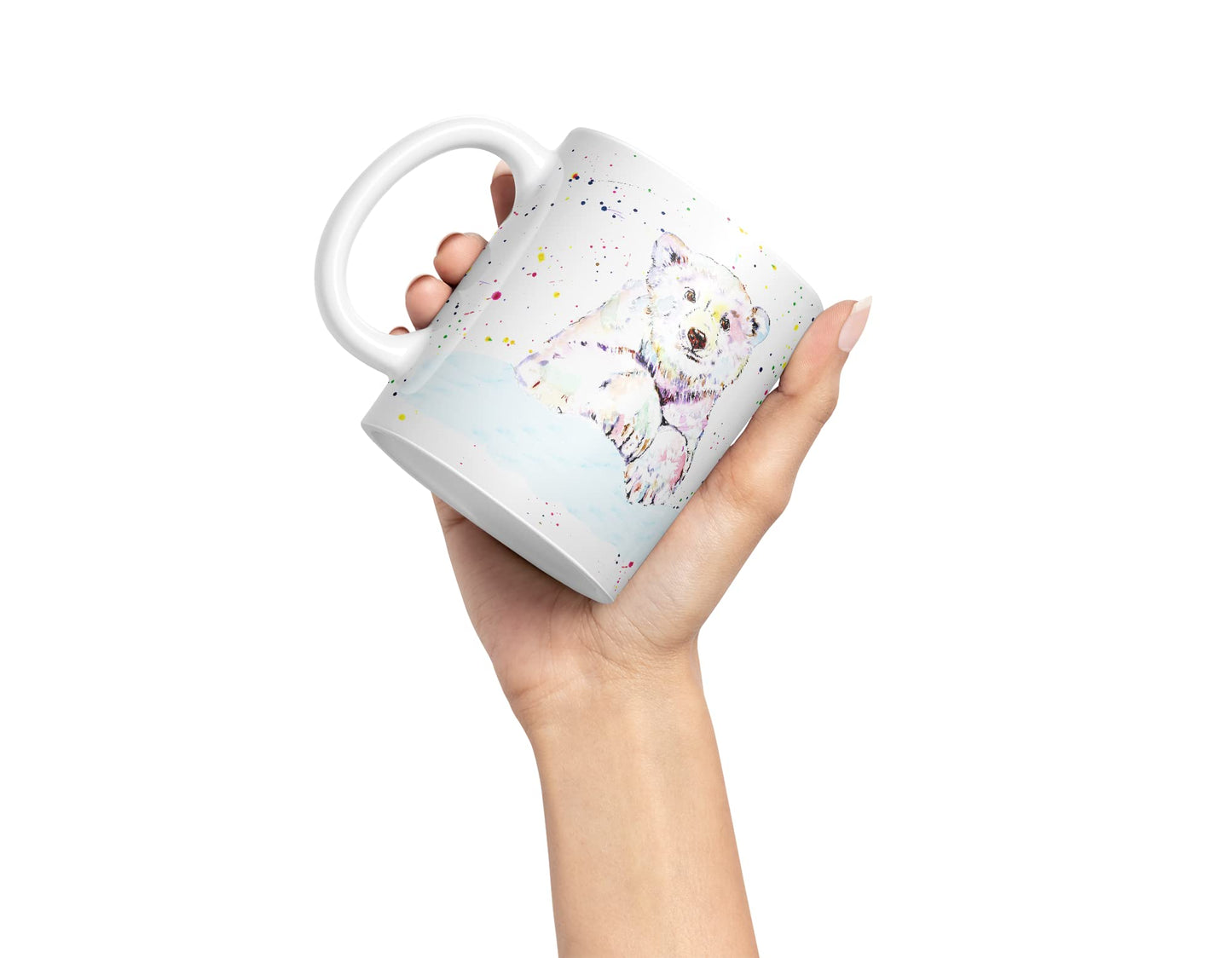 Vixar Polar Bear Animals Watercolour Art Coloured Mug Cup Gift Birthday Work Office Tea Coffee