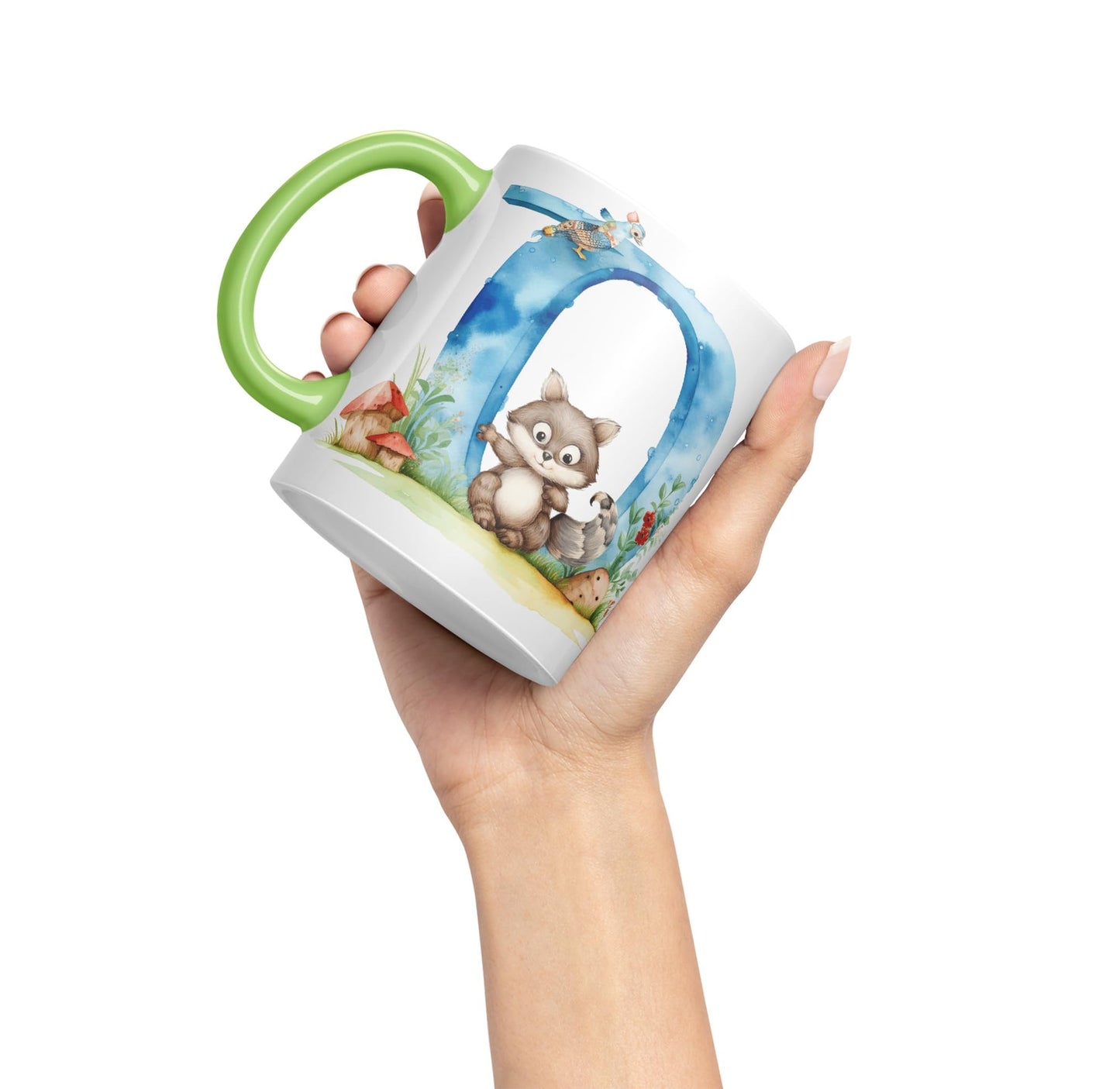 Letter Q mug, Animals Alphabet Letter Q Monogram animal for kids Ceramic Coloured Mug Cup for Tea Coffee Hot brew 330ml 11Oz Gift