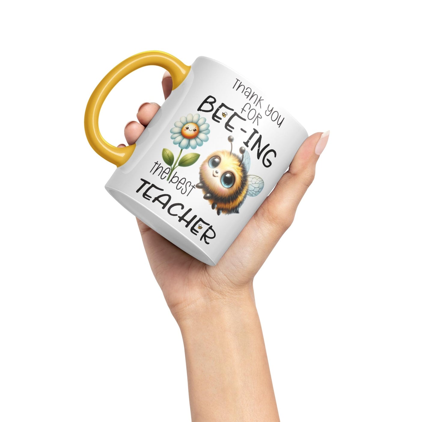 Teacher Thank You for Bee-ing The best teacher Ceramic Coloured Mug Cup for Tea Coffee Hot brew 330ml 11Oz
