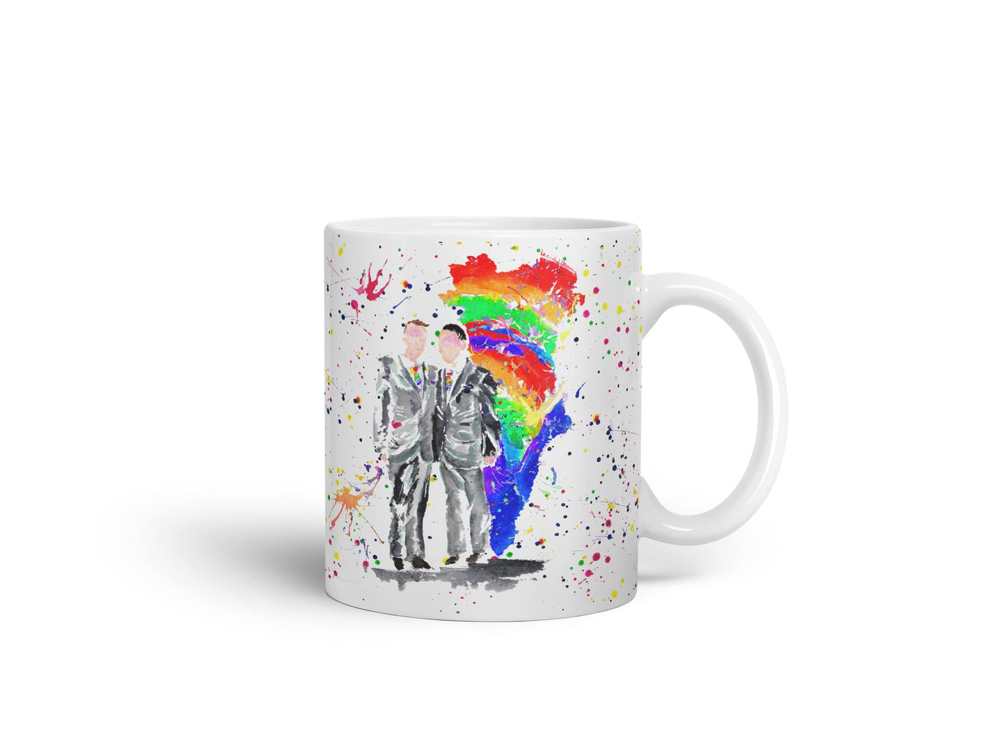 Vixar Wedding Mr and Mr Pride Gay Watercolour Art Coloured Mug Cup Gift Birthday Work Office Tea Coffee