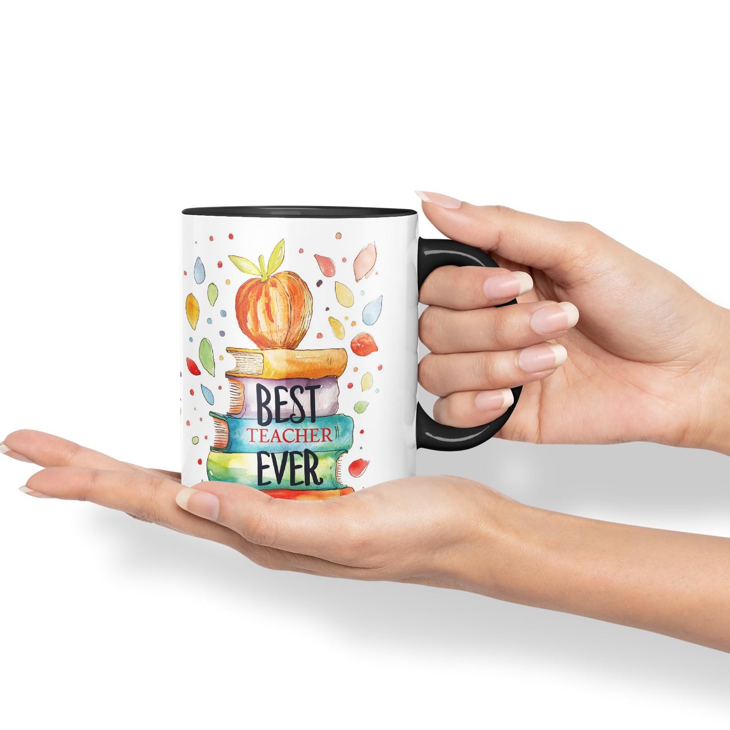 Vixar Best Teacher Mug Thank You, End of School Gift Ceramic Coloured Mug Cup for Tea Coffee Hot Brew 330ml 11Oz Gift Bta1