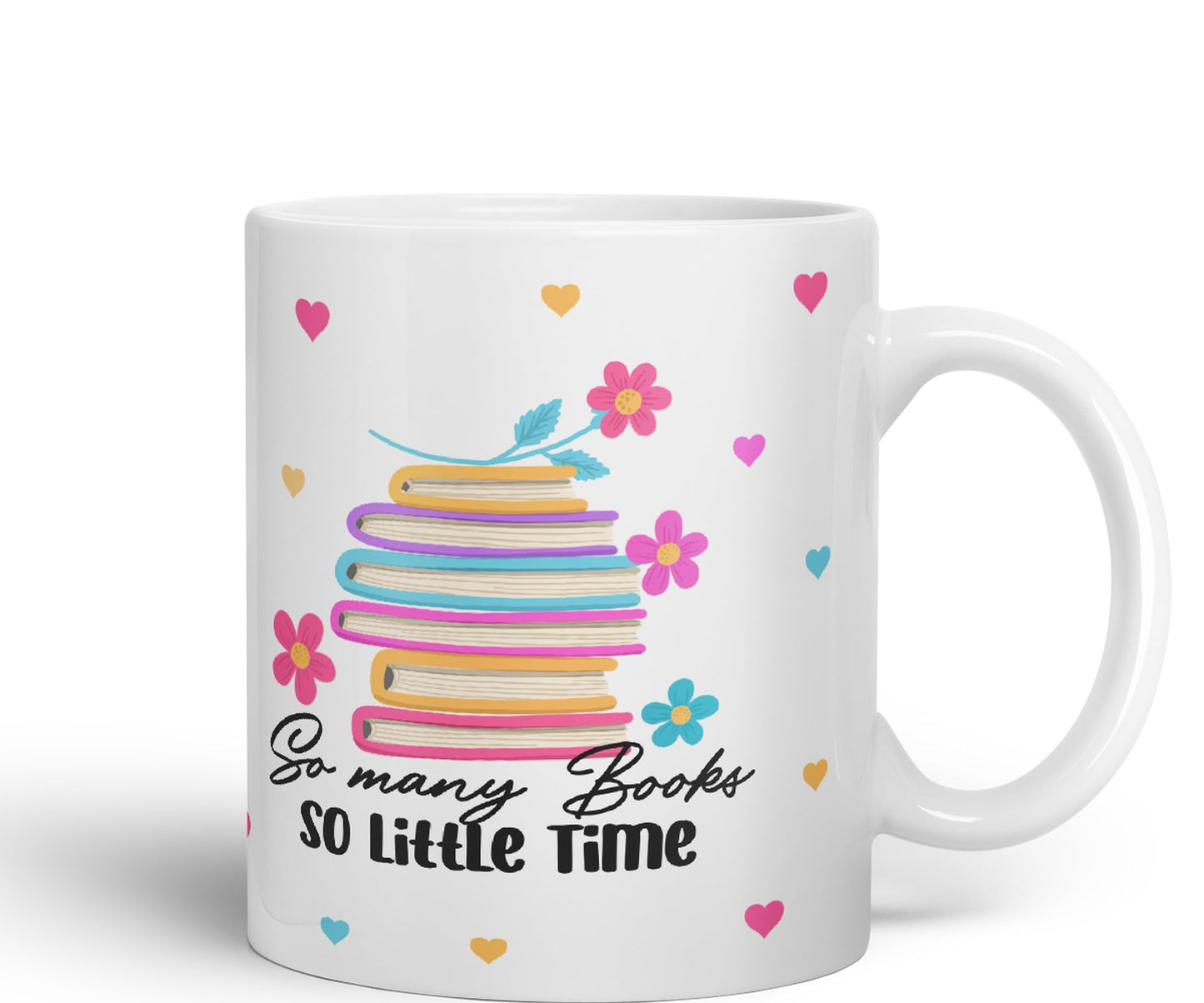 Vixar So Many Books so Little time Book Reader Gift Presents Coloured Ceramic Mug Cup Gift 330ml 11oz Work Office Tea Coffee