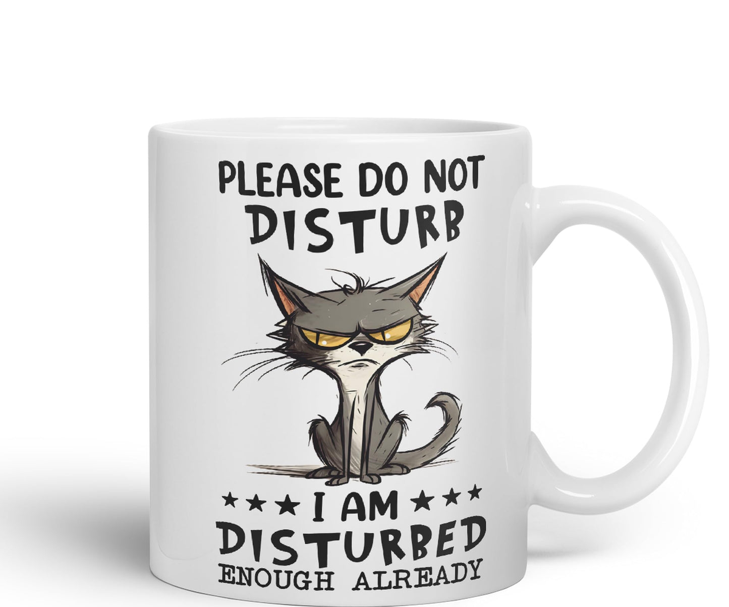 Please Do Not Disturb, I am Disturbed Enough Already Cat Joke Ceramic Coloured Mug Cup for Tea Coffee Hot Brew 330ml 11Oz