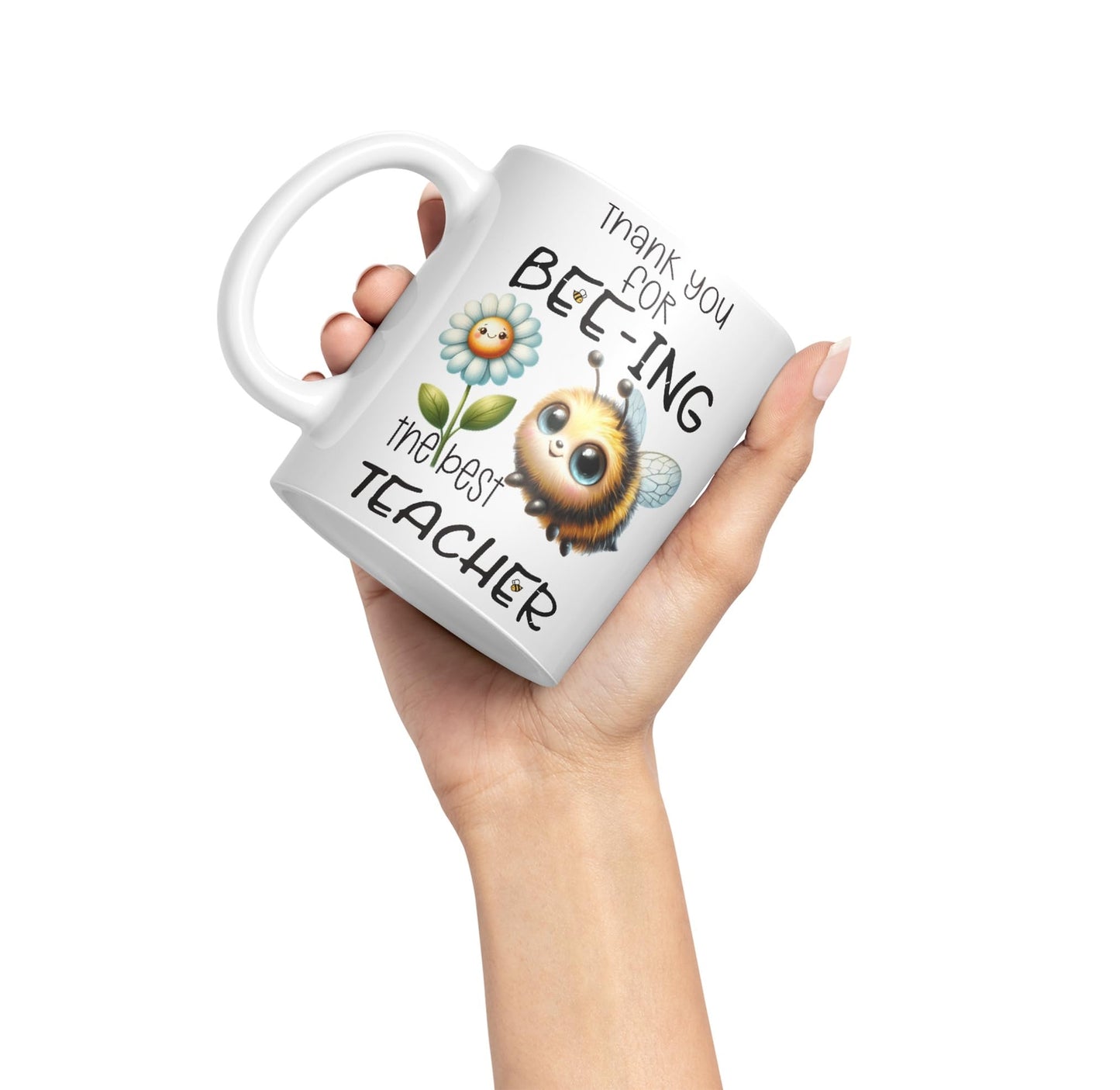 Teacher Thank You for Bee-ing The best teacher Ceramic Coloured Mug Cup for Tea Coffee Hot brew 330ml 11Oz