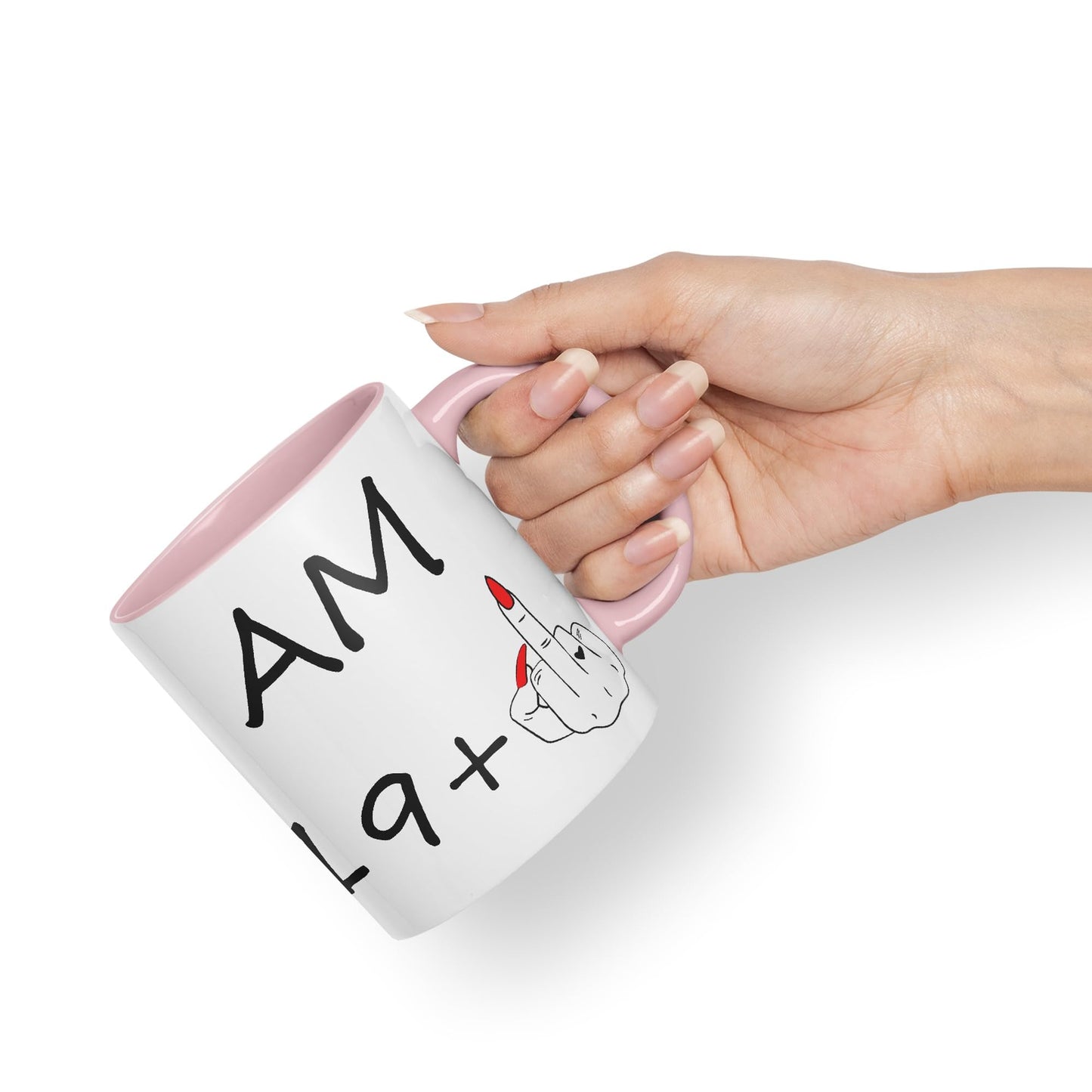 Vixar I am 19 + 1 Woman Hand Ceramic 330 ml, 11oz Coloured Mug Cup Gift Coffee Tea Happy Birthday Turning 20 Years Old as a Joke Celebration 20th Birthday Gift idea
