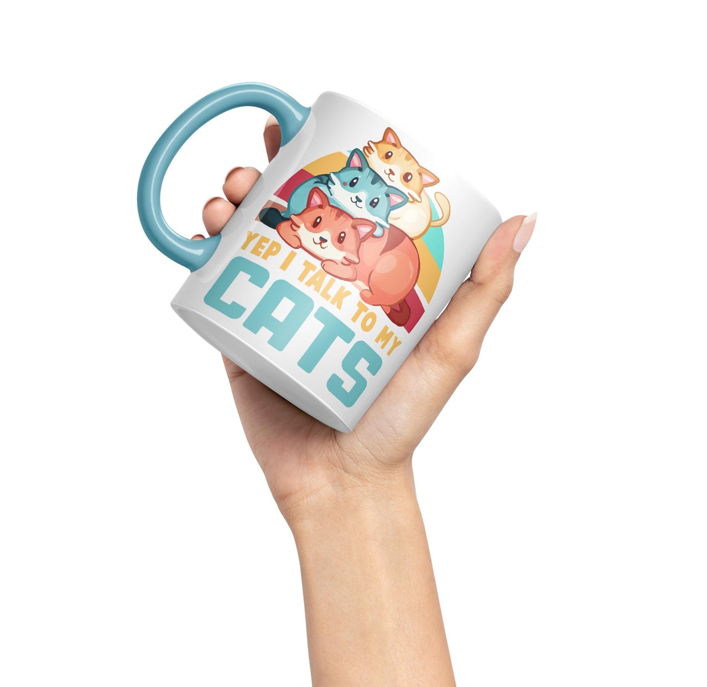 Yep I Talk to My Cats cat Sarcastic Joke Ceramic Coloured Mug Cup for Tea Coffee Hot Brew 330ml 11Oz