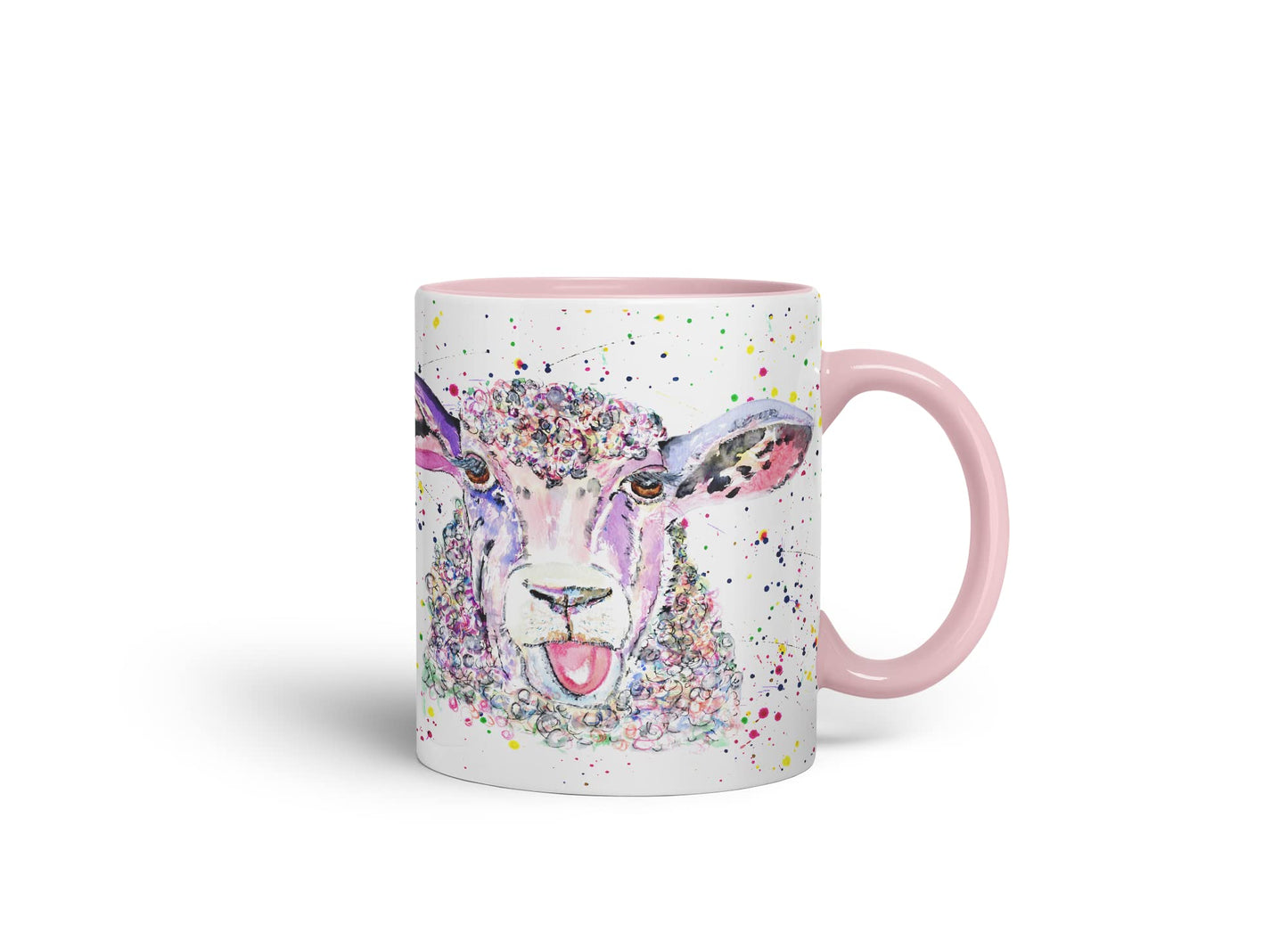 Vixar Sheep Eve Farm Animals Watercolour Art Coloured Mug Cup Gift Birthday Work Office Tea Coffee