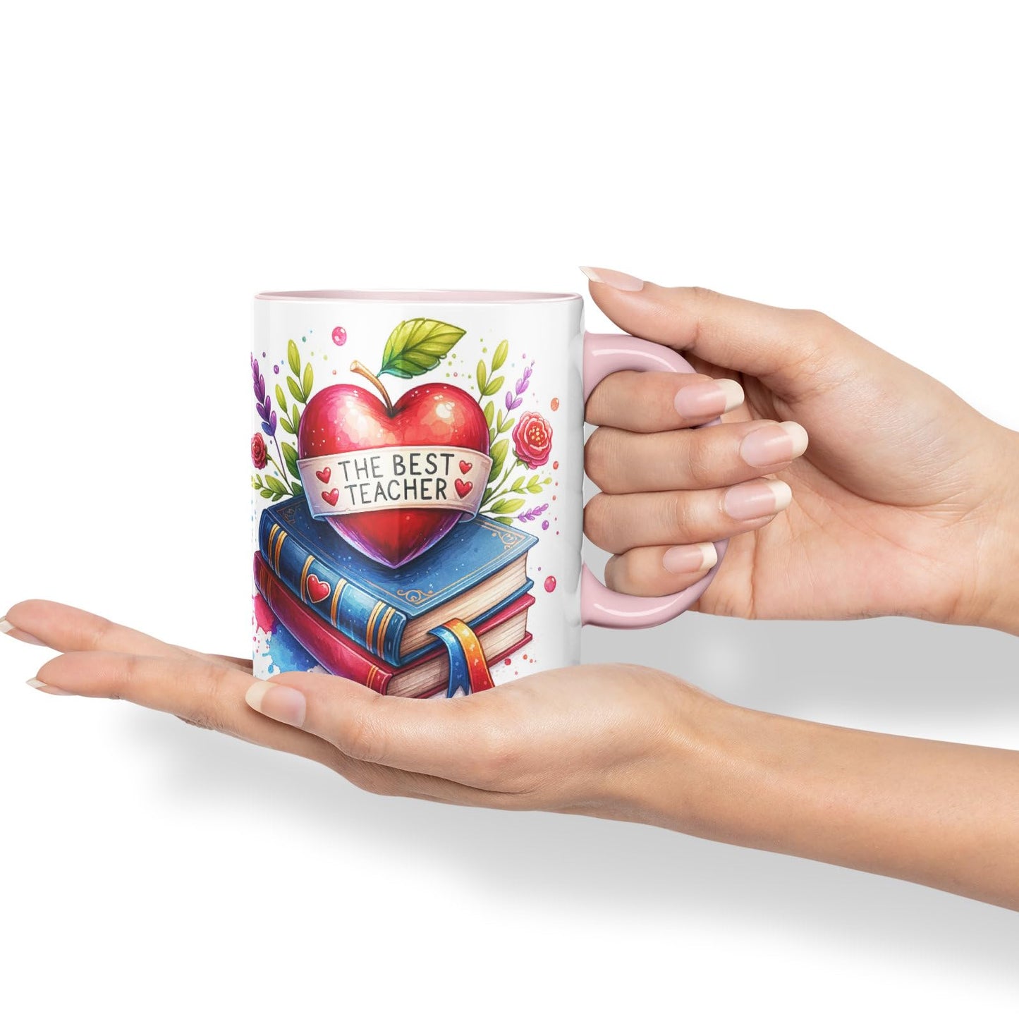 Vixar Best Teacher Mug Thank You, End of School Gift Ceramic Coloured Mug Cup for Tea Coffee Hot Brew 330ml 11Oz Gift BT4
