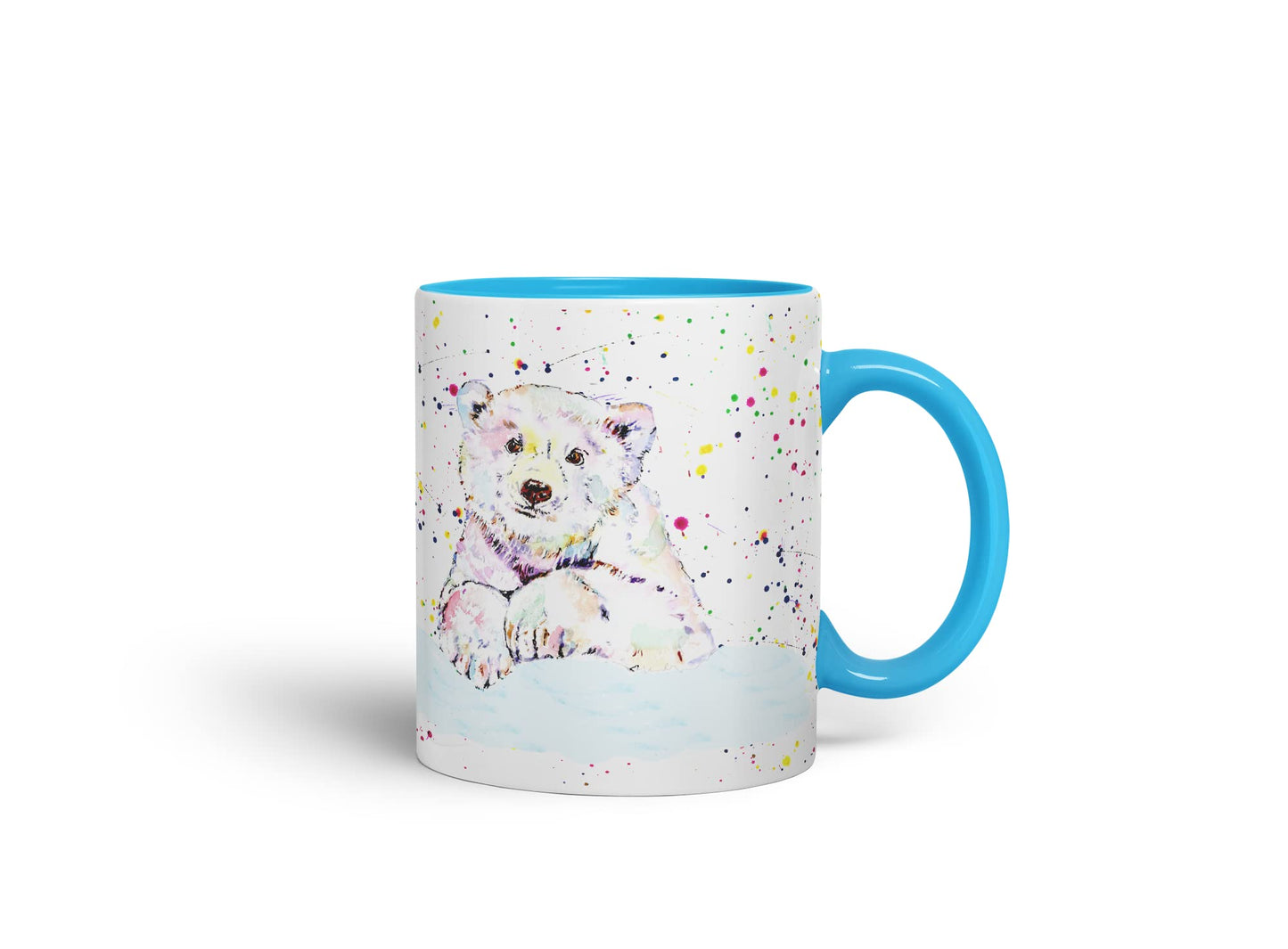 Vixar Polar Bear Animals Watercolour Art Coloured Mug Cup Gift Birthday Work Office Tea Coffee
