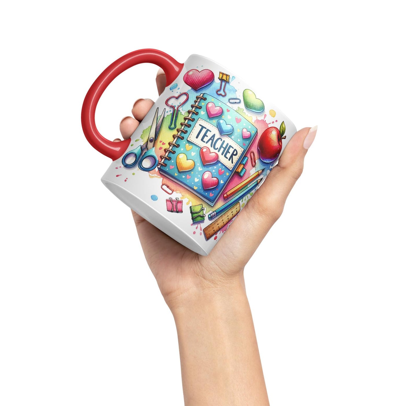 Vixar Teacher Mug Thank You, End of School Gift Ceramic Coloured Mug Cup for Tea Coffee Hot Brew 330ml 11Oz Gift