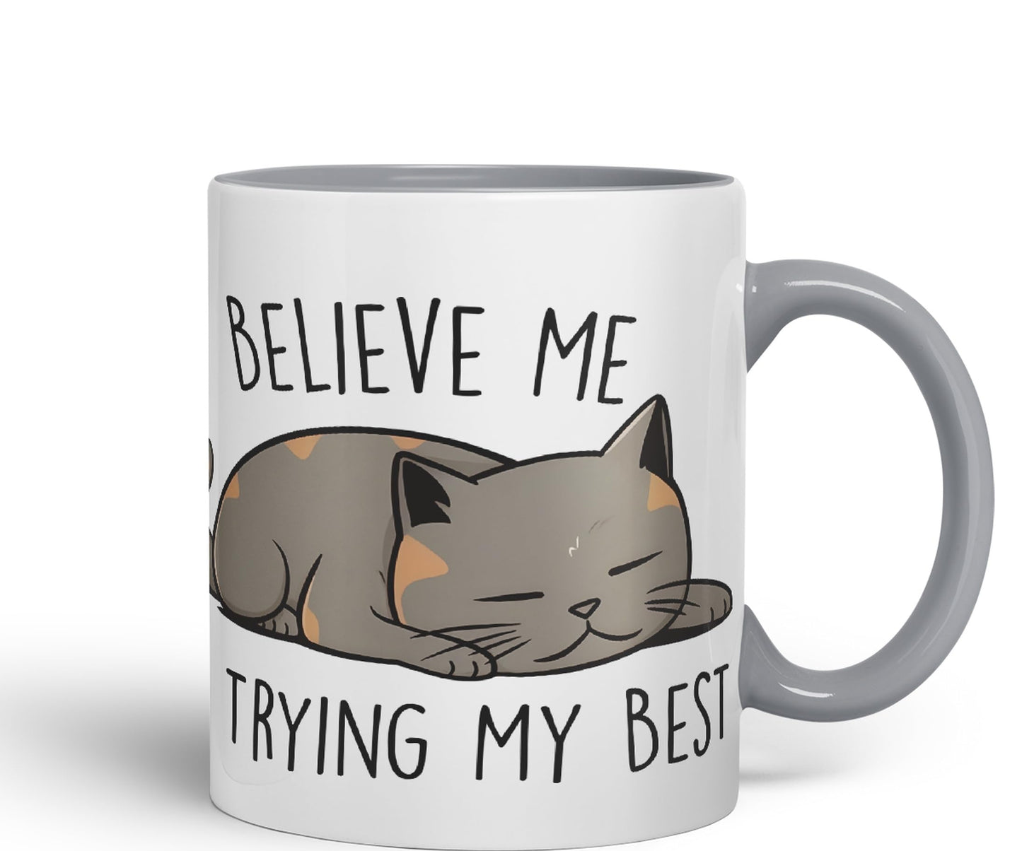 Vixar Belive Me I'm Trying My Best Cats Sarcastic Joke Ceramic Coloured Mug Cup for Tea Coffee Hot Brew 330ml 11oz