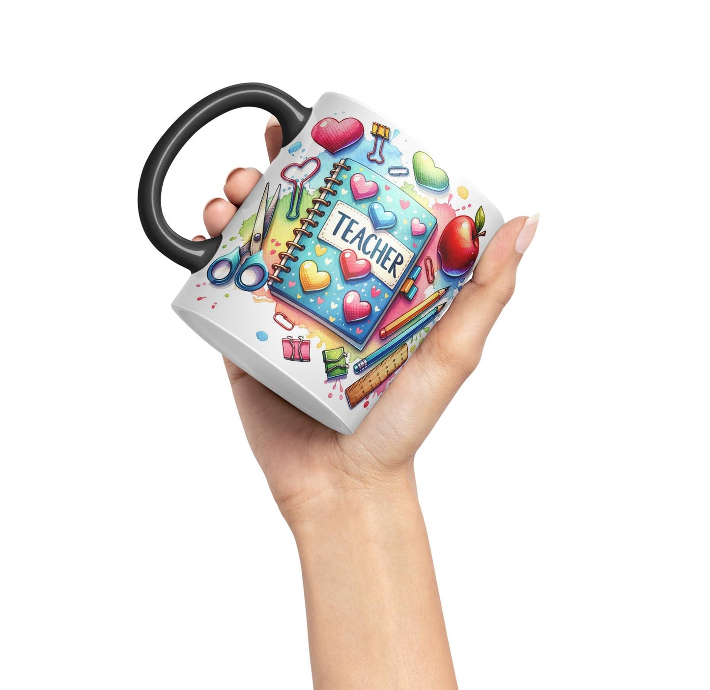 Vixar Teacher Mug Thank You, End of School Gift Ceramic Coloured Mug Cup for Tea Coffee Hot Brew 330ml 11Oz Gift
