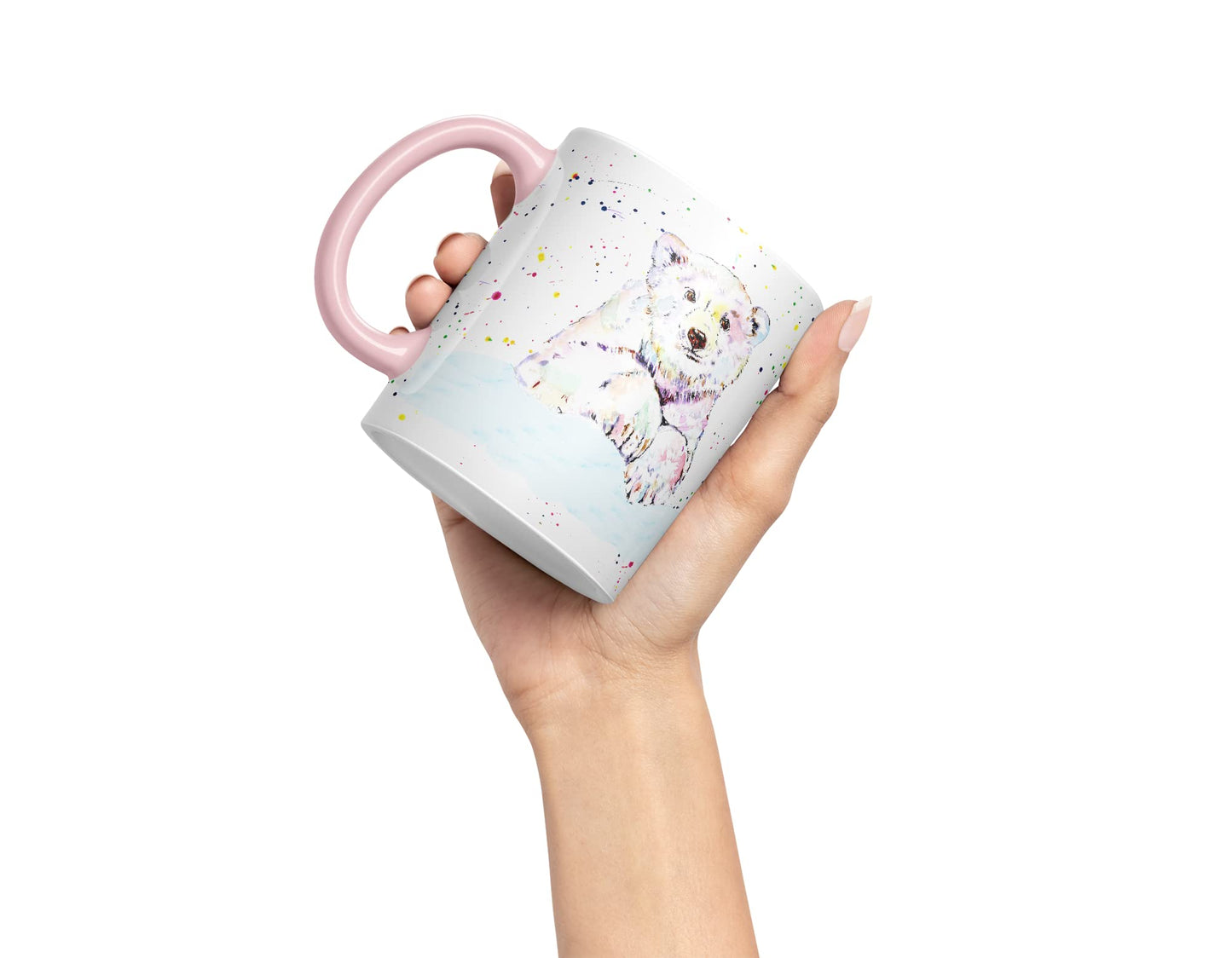 Vixar Polar Bear Animals Watercolour Art Coloured Mug Cup Gift Birthday Work Office Tea Coffee