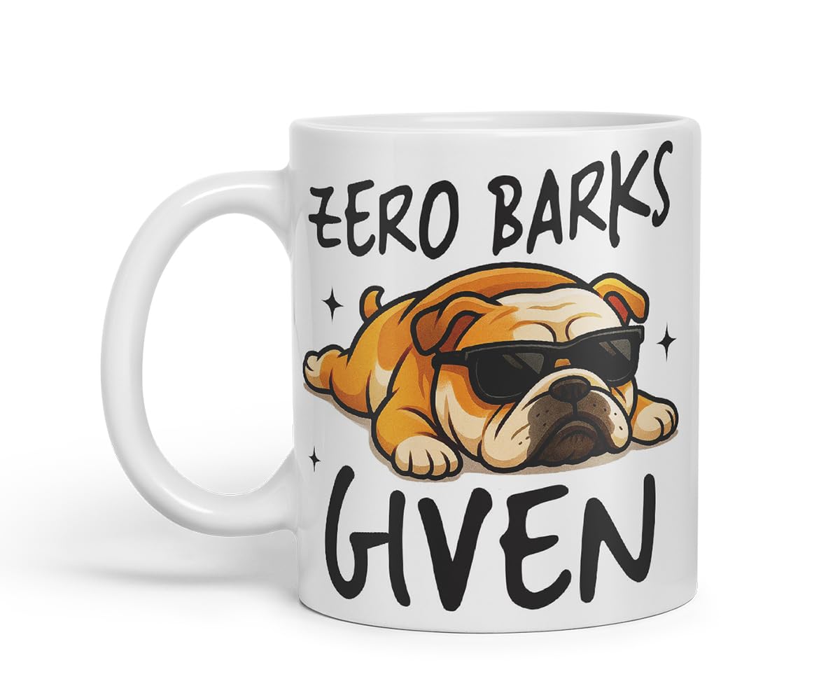 Vixar Zero Barks Given Bulldog Dog Mug – Coloured Ceramic Mug Cup Gift, 11oz (Black)