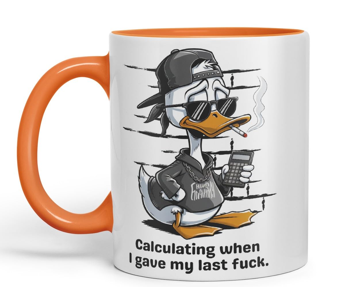 Vixar Calculating When I Gave My Last F*** Duck Mug – Coloured Ceramic Mug Cup Gift, 11oz (Black)