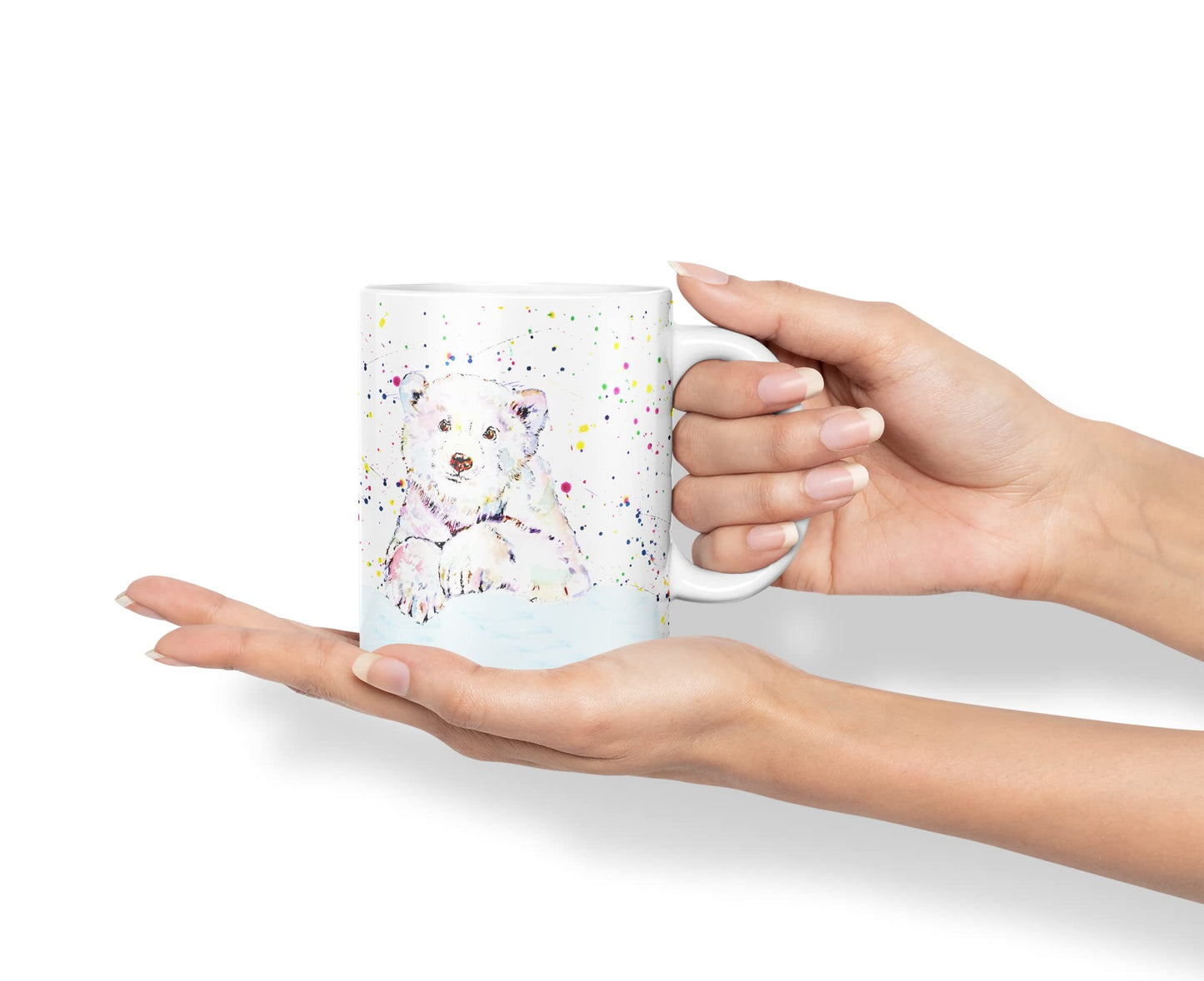 Vixar Polar Bear Animals Watercolour Art Coloured Mug Cup Gift Birthday Work Office Tea Coffee