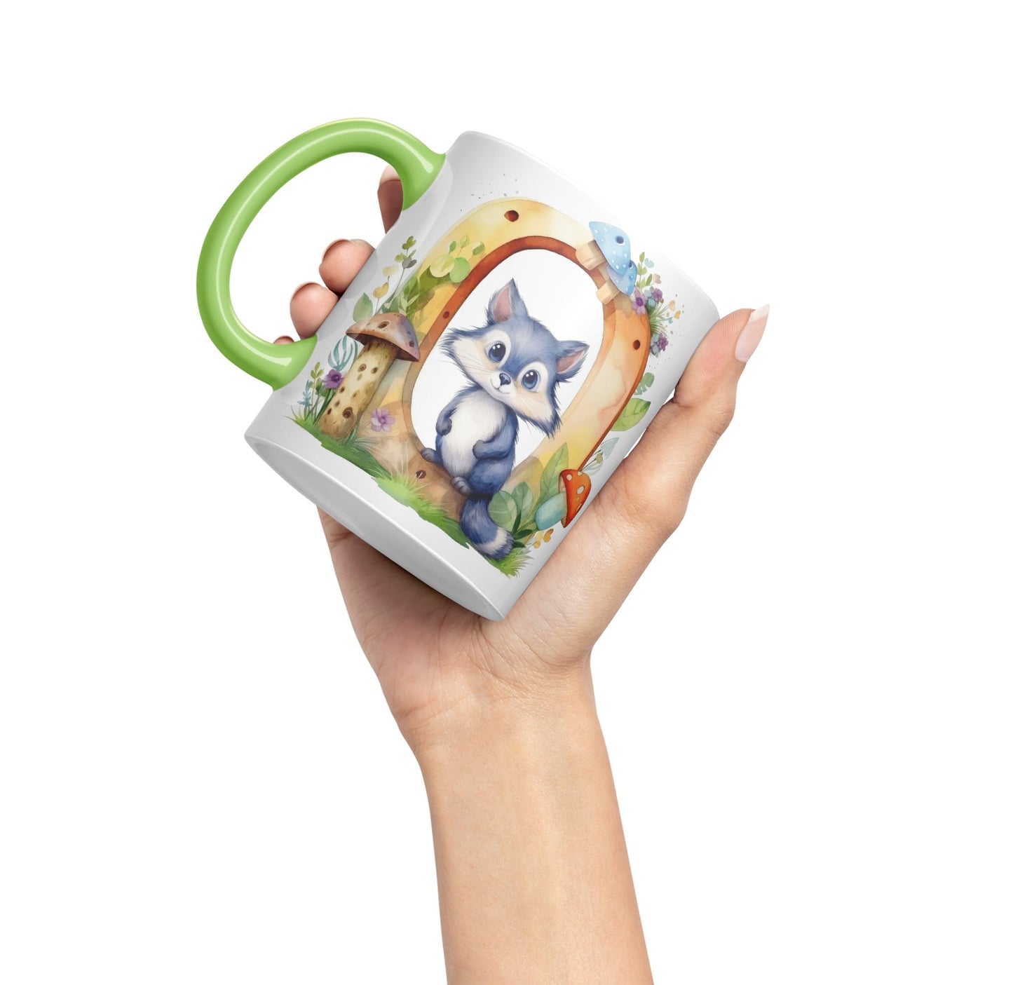 Letter O mug, Animals Alphabet Letter O Monogram animal for kids Ceramic Coloured Mug Cup for Tea Coffee Hot brew 330ml 11Oz Gift