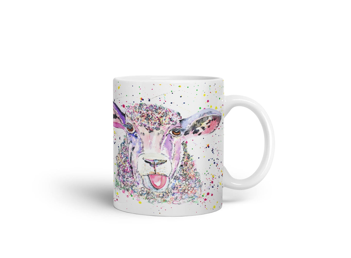 Vixar Sheep Eve Farm Animals Watercolour Art Coloured Mug Cup Gift Birthday Work Office Tea Coffee